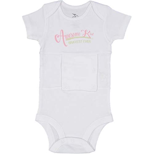 Starberrykids Unisex Adaptive Feeding G-Tube Baby Onesies, 100% Cotton, Round Neck Style, Short Sleeve- 17 Colors & 10 Sizes