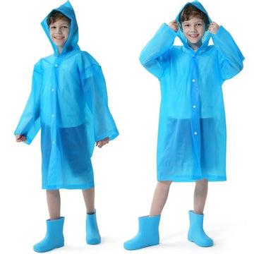 Kids 2-Pack Reusable Waterproof Hooded Rain Ponchos
