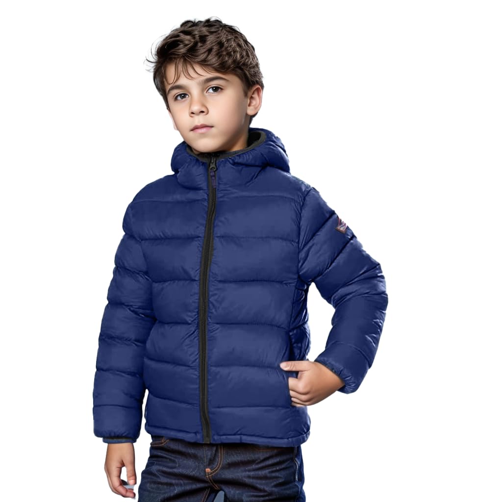 Beautiful Giant Unisex Kids Puffer Jacket, Water-Resistant Hooded Winter Coat for School Play, Sizes 2T-18