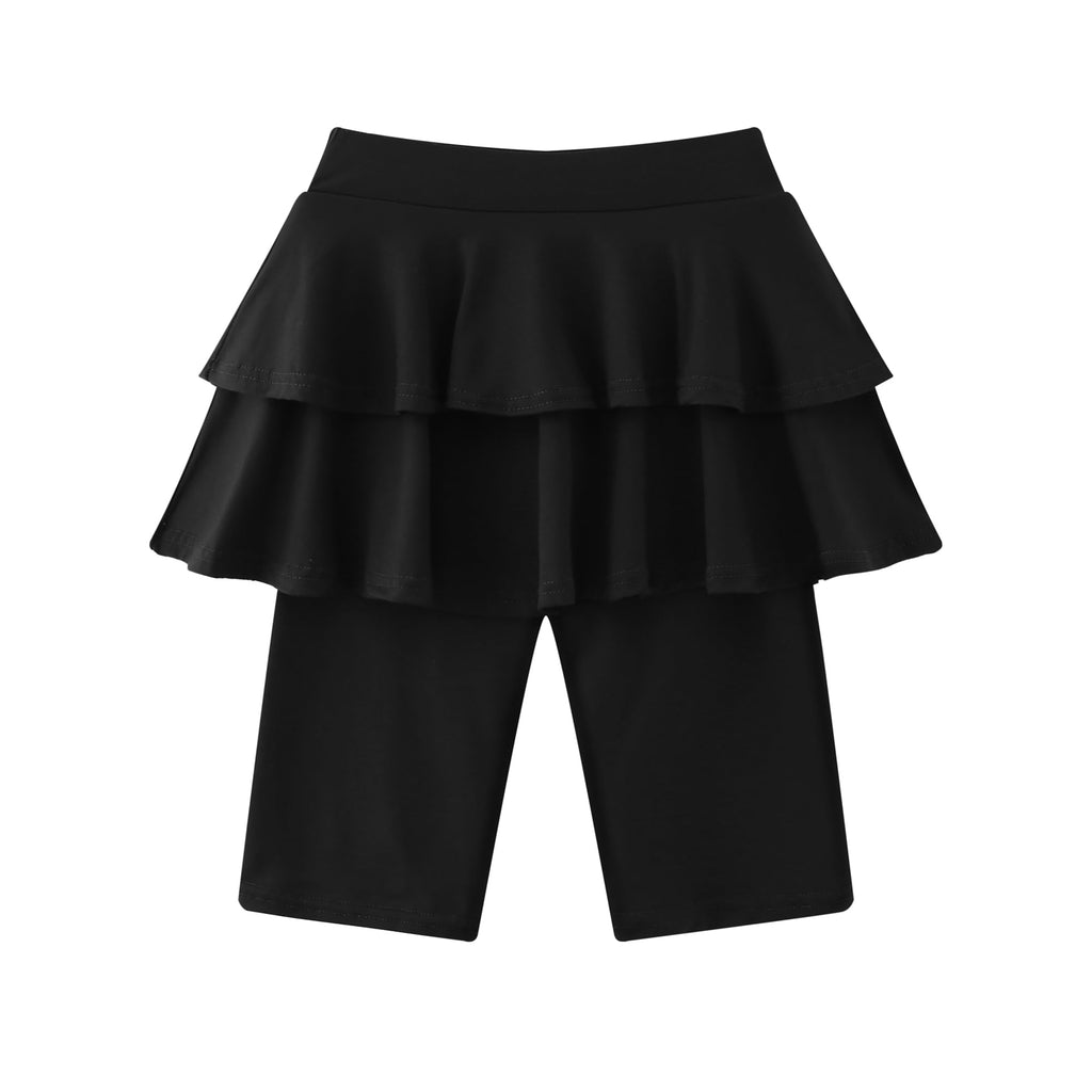 Deuerr Girls 4-12 Years Knee-Length Skirted Leggings, Summer Stretchy Athletic Pants for Toddler Kids - Breathable & Durable