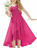 GRACE KARIN Girls Chiffon Summer Dresses Teen Long Party Formal Dress Flower Bridesmaid Straps Shirred High Low Clothes 6-14