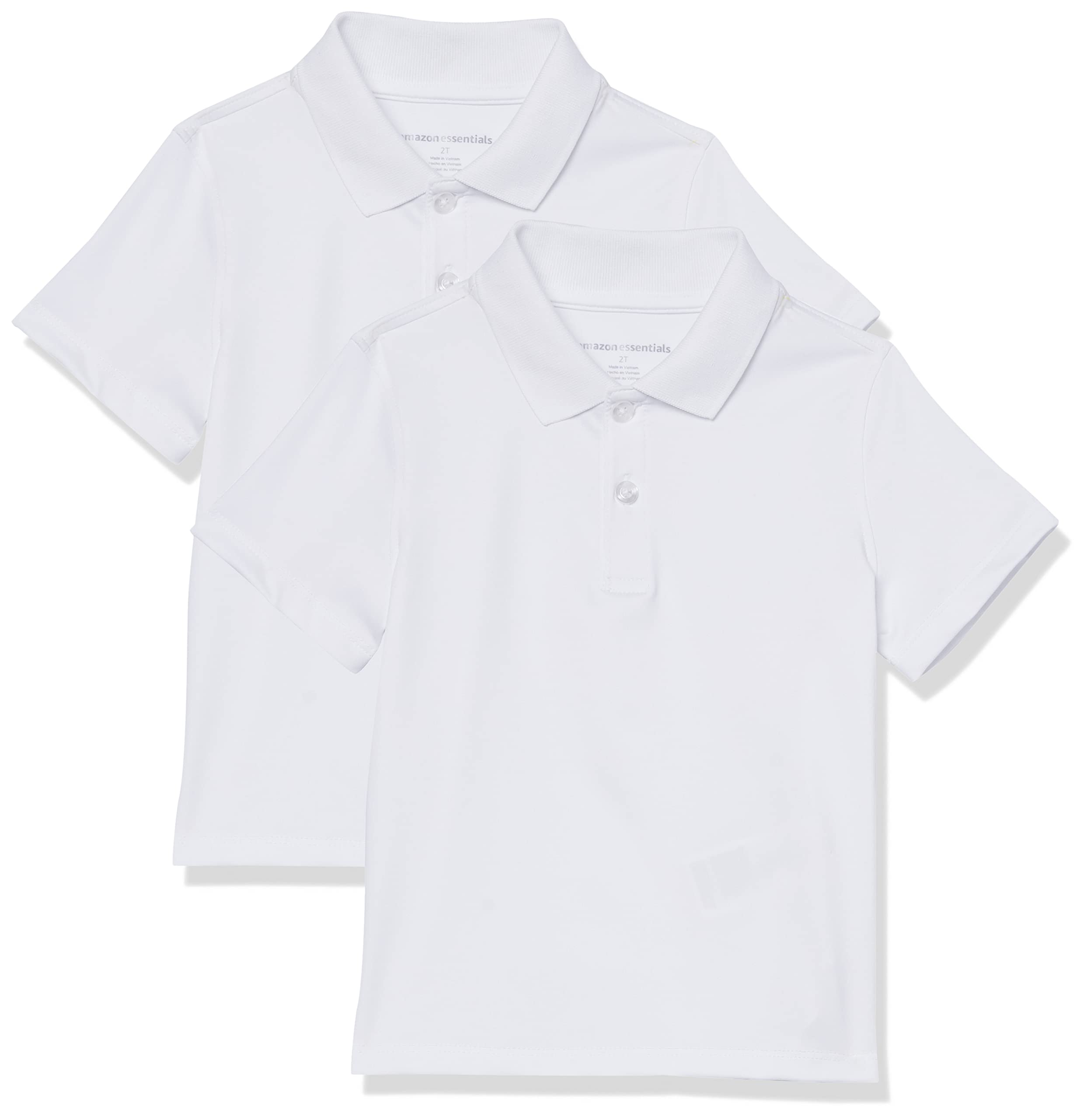 Amazon Essentials Boys and Toddlers' Short-Sleeve Active Performance Polo Shirts for School Uniform, Pack of 2
