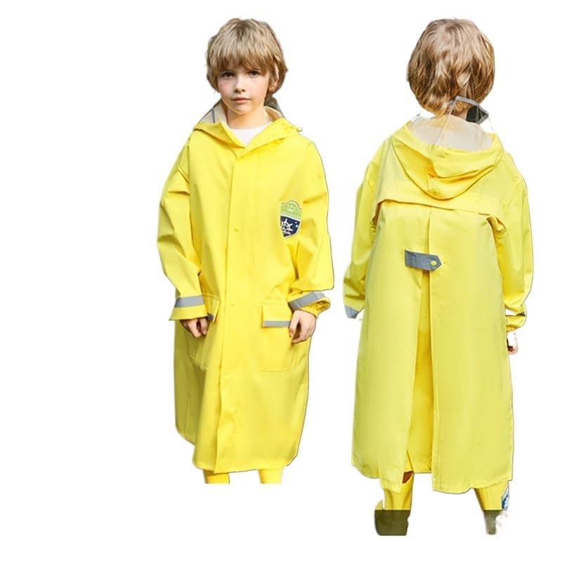 KarFri Kids Thickened Rain Coat Outdoor Waterproof Raincoat Children Windproof Poncho Boys Girls Winter Student Rainwear (Color : Yellow, Size : L height 110-125cm)