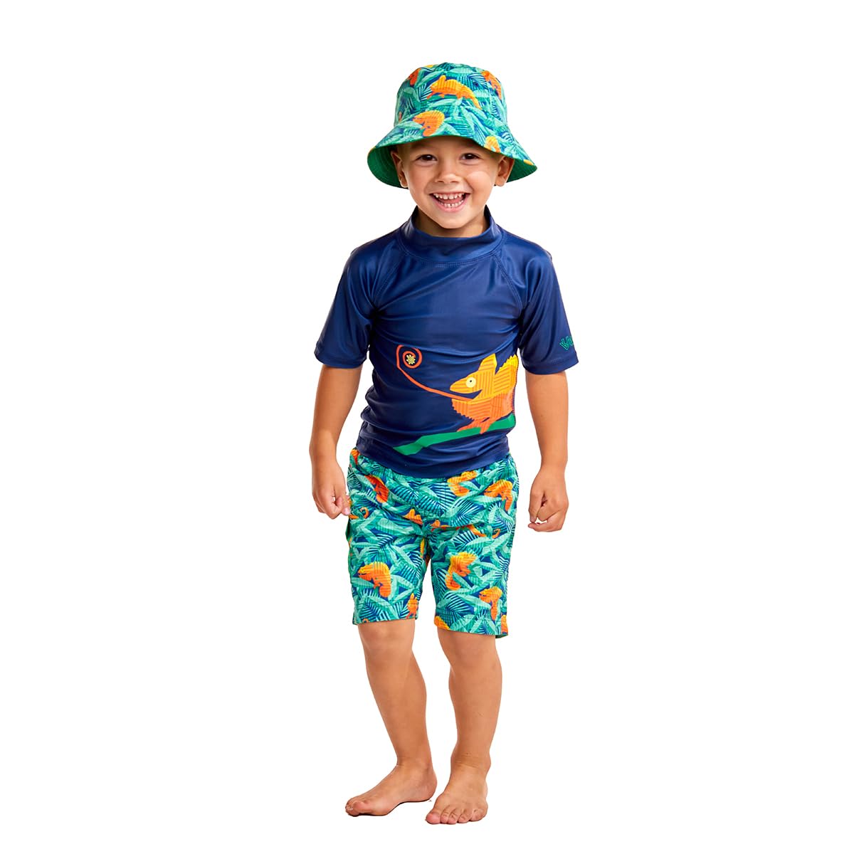 UV SKINZ Boys 3-Piece Swim Set with UPF 50+ Long Sleeve Rash Guard, Swim Shorts & Hat