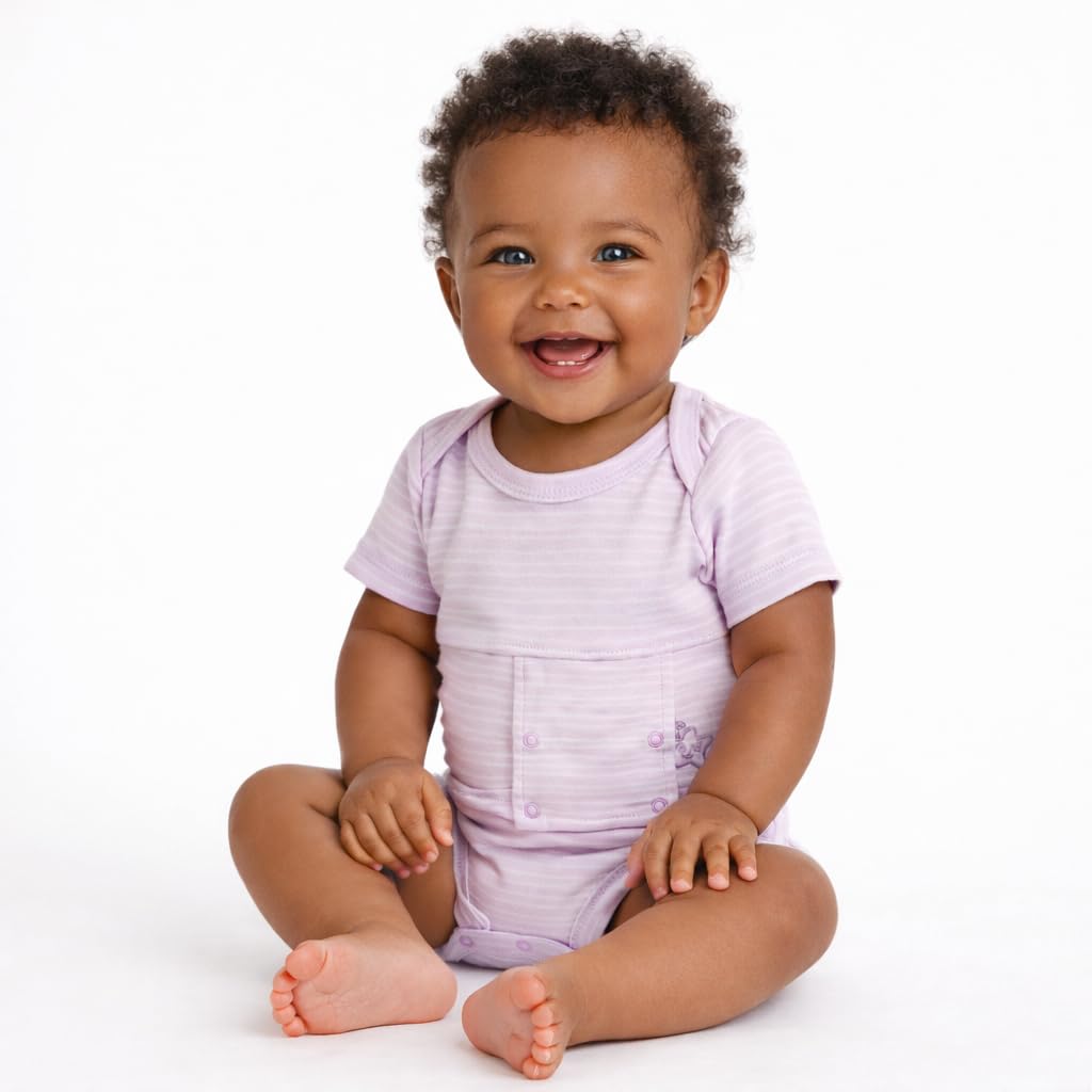 Unisex Baby Adaptive G-Tube Cotton Short Sleeve Onesie
