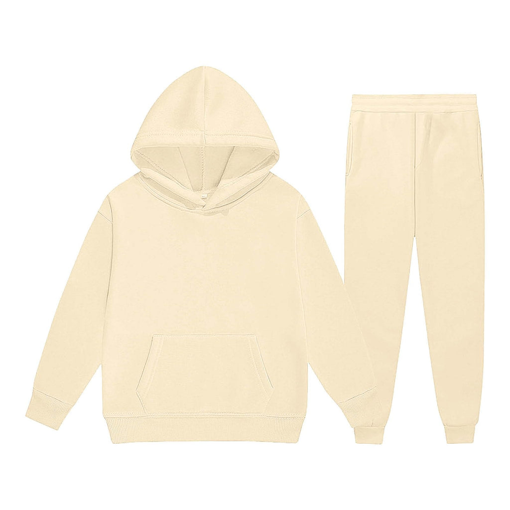 Hoodie Sweatsuit Set for Boys Girls 2 Piece Hooded Sweatshirt Jogger Sweatpants Tracksuit Kids Athletic Solid Outfits