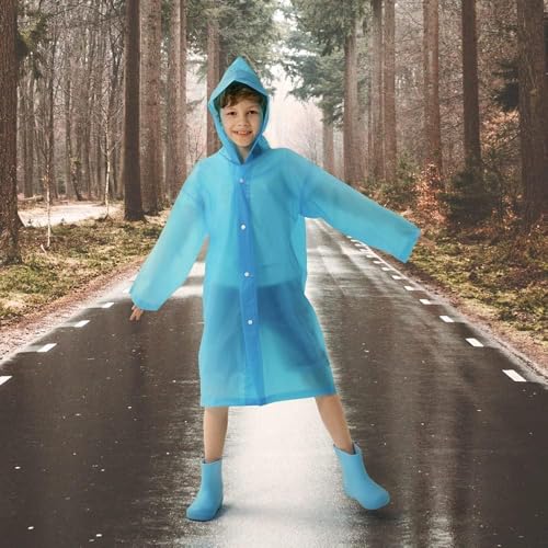 Kids 2-Pack Reusable Waterproof Hooded Rain Ponchos