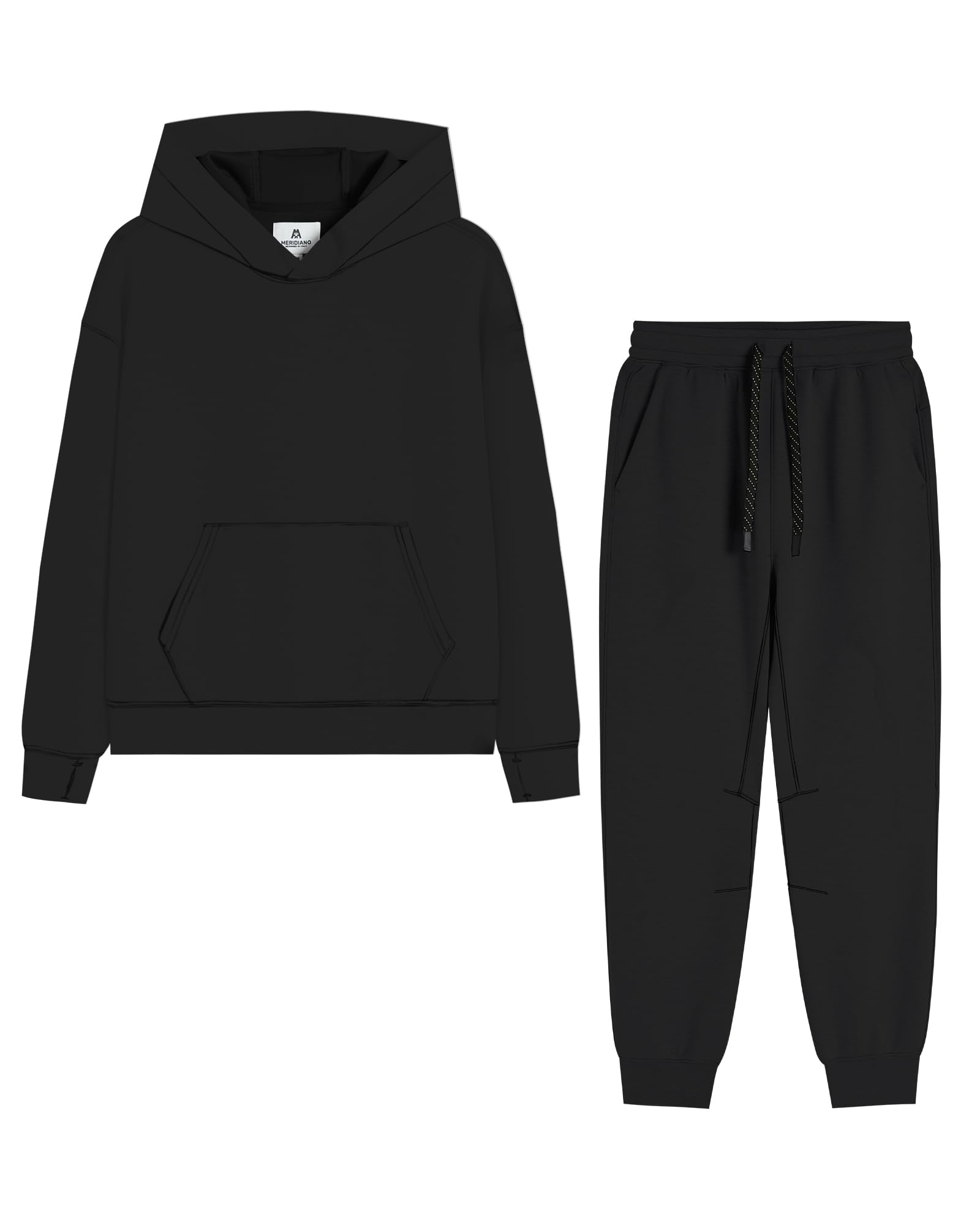 MERIDIANO Boys Sweatsuit 2 Piece Outfits Cozy Athletic Tracksuit Set Pullover Hoodie and Jogger Pants Kids Clothes Size 5-16