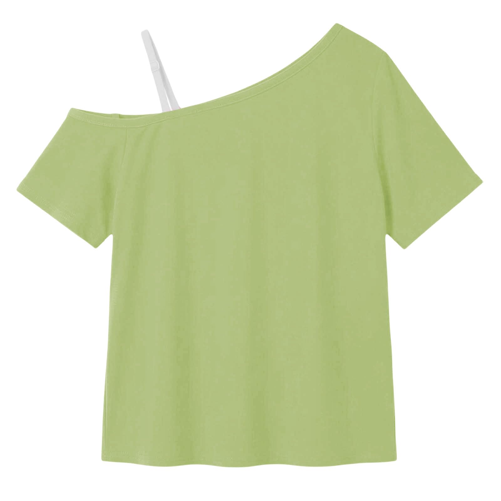 UHBYGV Girls Off The Shoulder Tops Casual Short Sleeve Loose Summer T Shirt Tops Trendy Cold Shoulder Blouses Cute Plain Tee