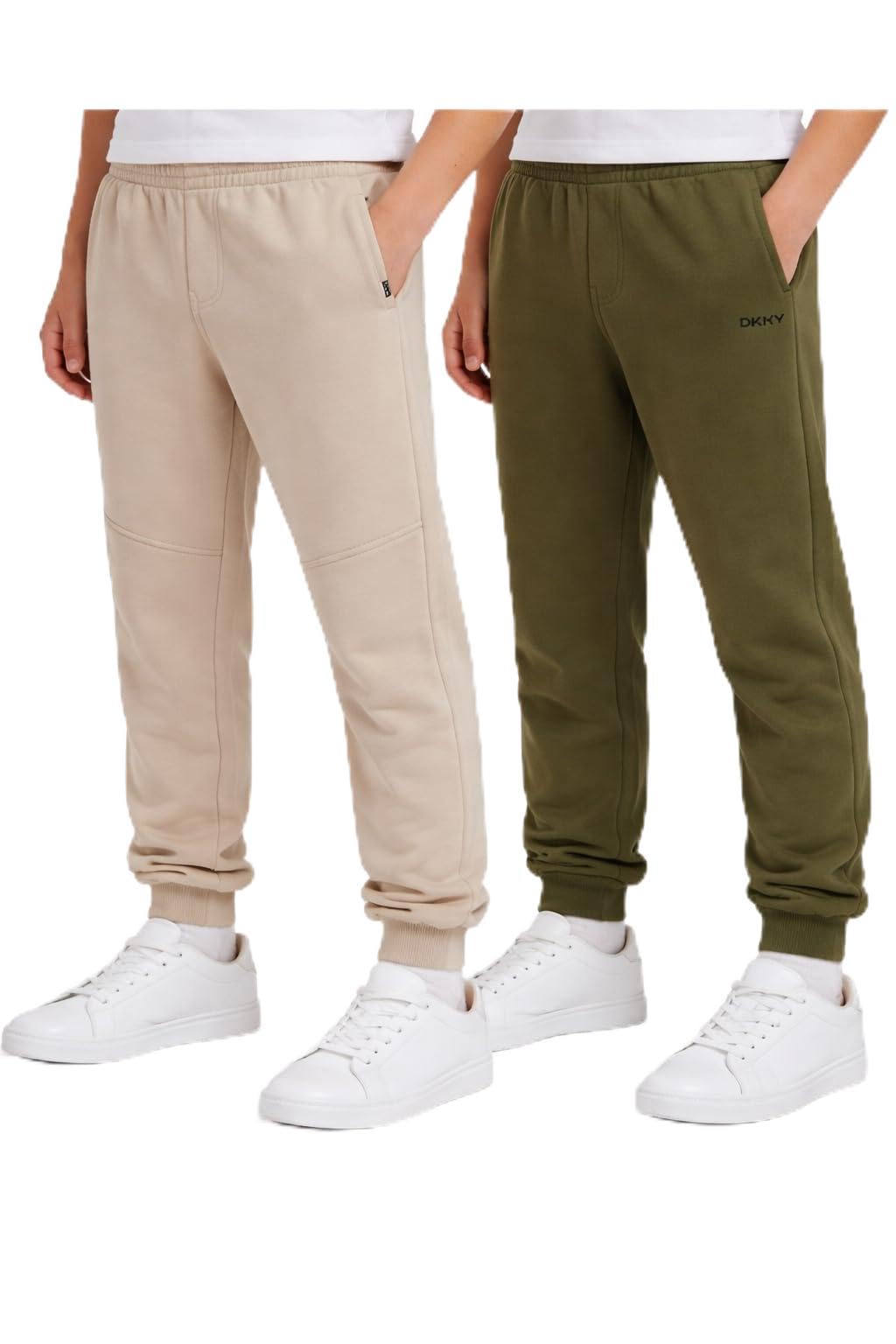DKNY Boys Sweatpants - 2 Pack Active Performance Soft Fleece Boys Joggers Athletic Pants with Elastic Waistband and Pockets