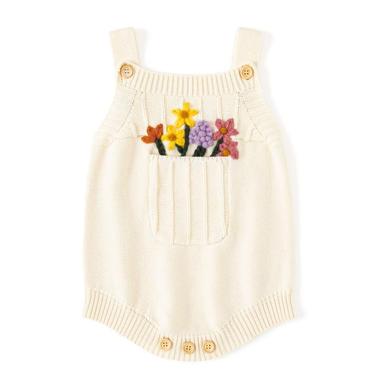 Simplee kids Baby Girls Sunflower Knit Rompers Knit Clothes for Newborn Baby Girls