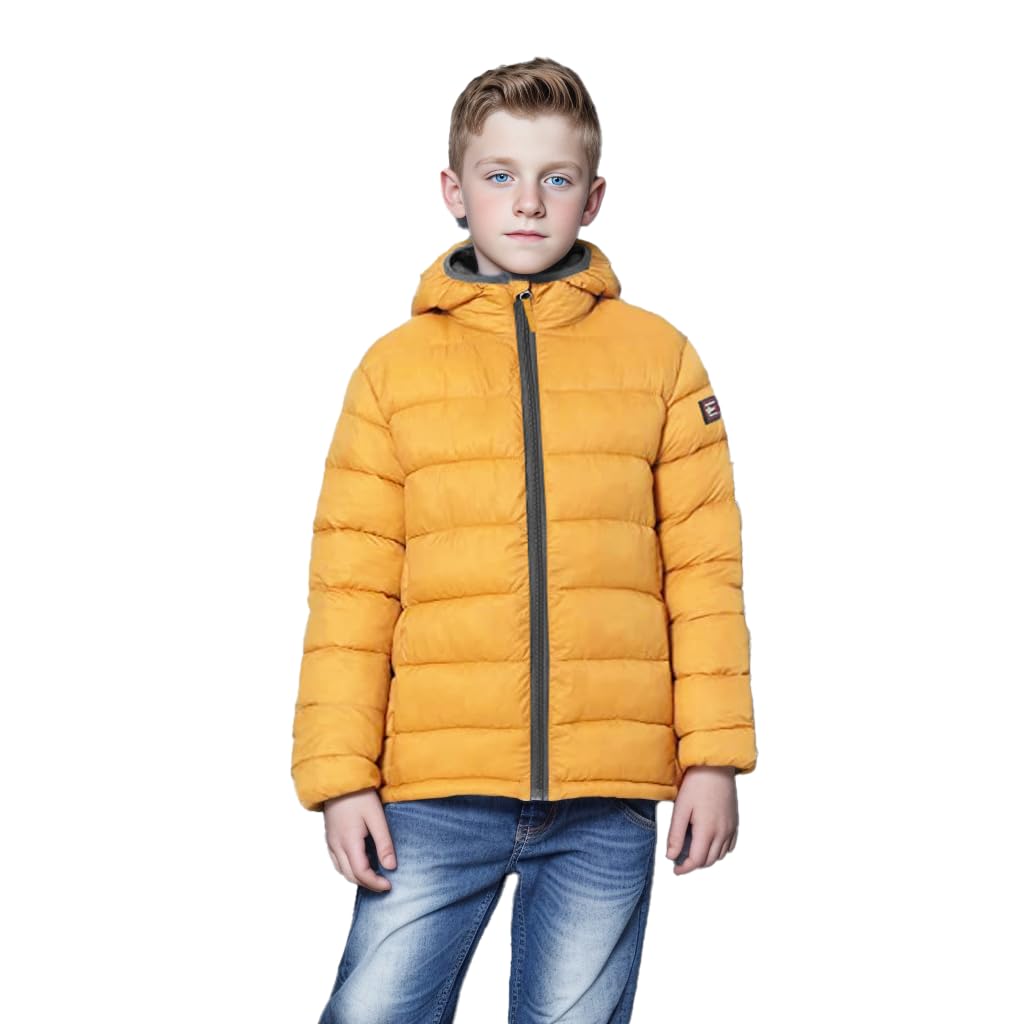 Beautiful Giant Unisex Kids Puffer Jacket, Water-Resistant Hooded Winter Coat for School Play, Sizes 2T-18