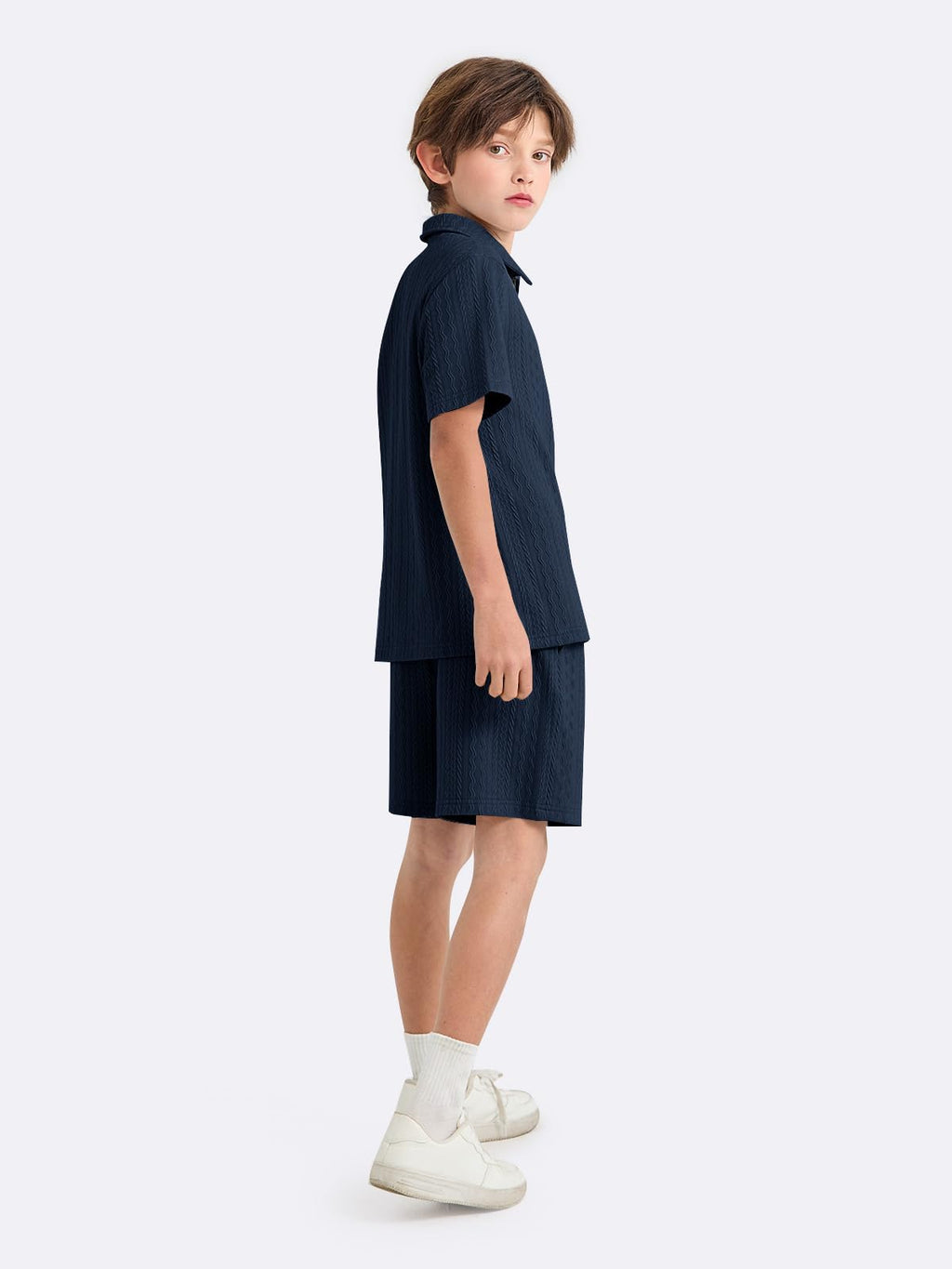 Haloumoning Boys 2 Piece Summer Outfits Kids Quarter Zip Polo Shirt and Shorts Set Athletic Tracksuit 5-14 Years