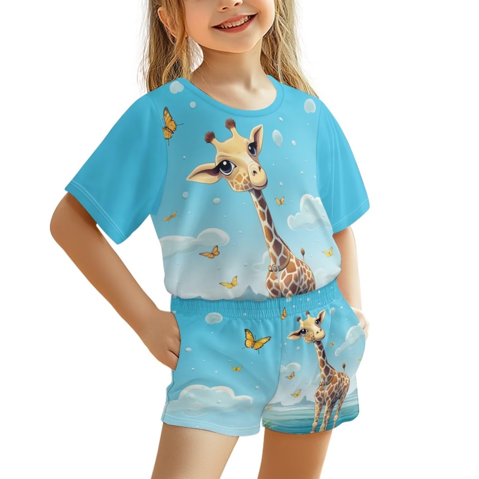 Upetstory Kids Summer Outfit for Girls Boys T-Shirt and Shorts Set Size 3-16