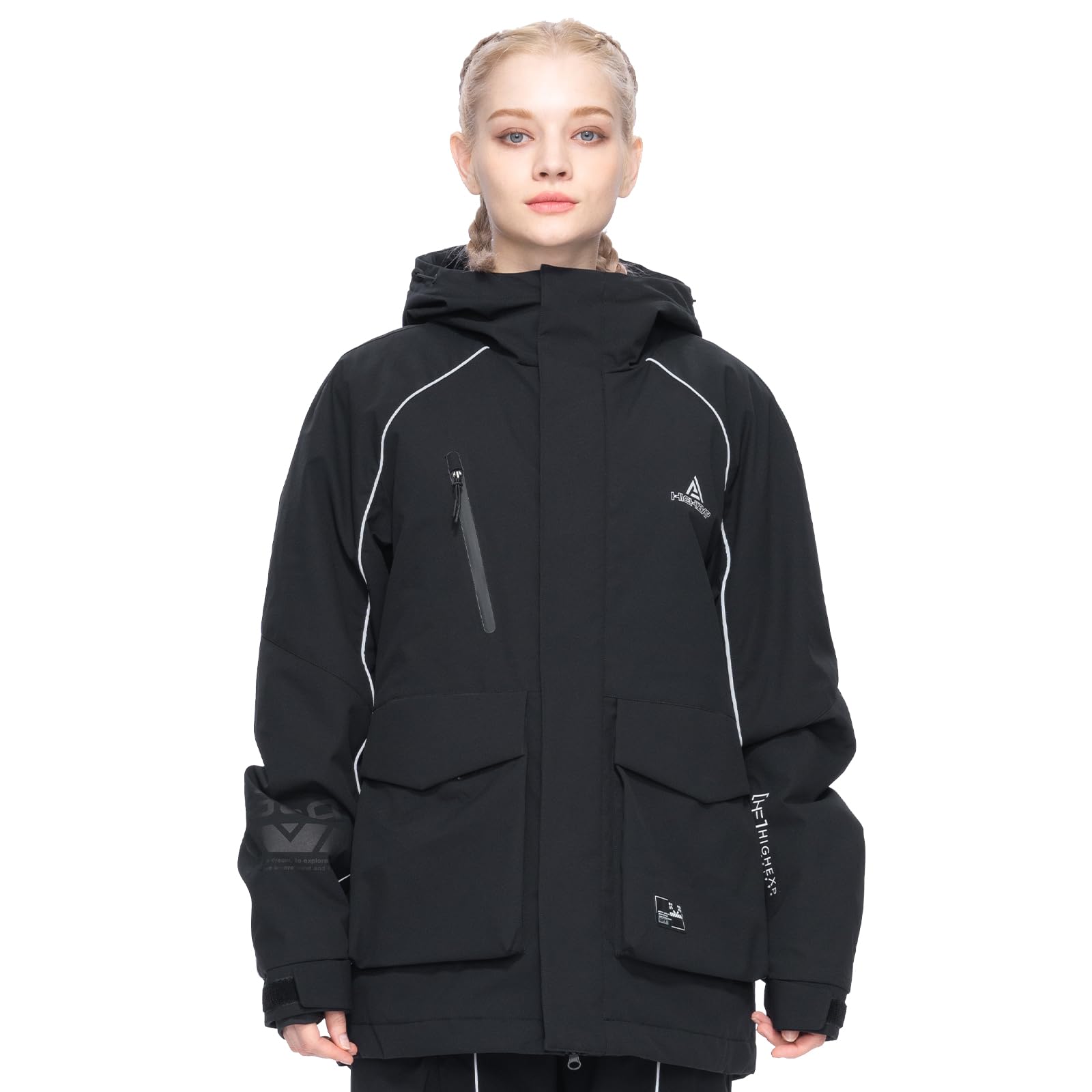 HIGH EXPERIENCE Ski Jacket Snowboard Coat Snow Winter Waterproof Insulated Windproof Baggy Warm Hooded Jacket for Men Women