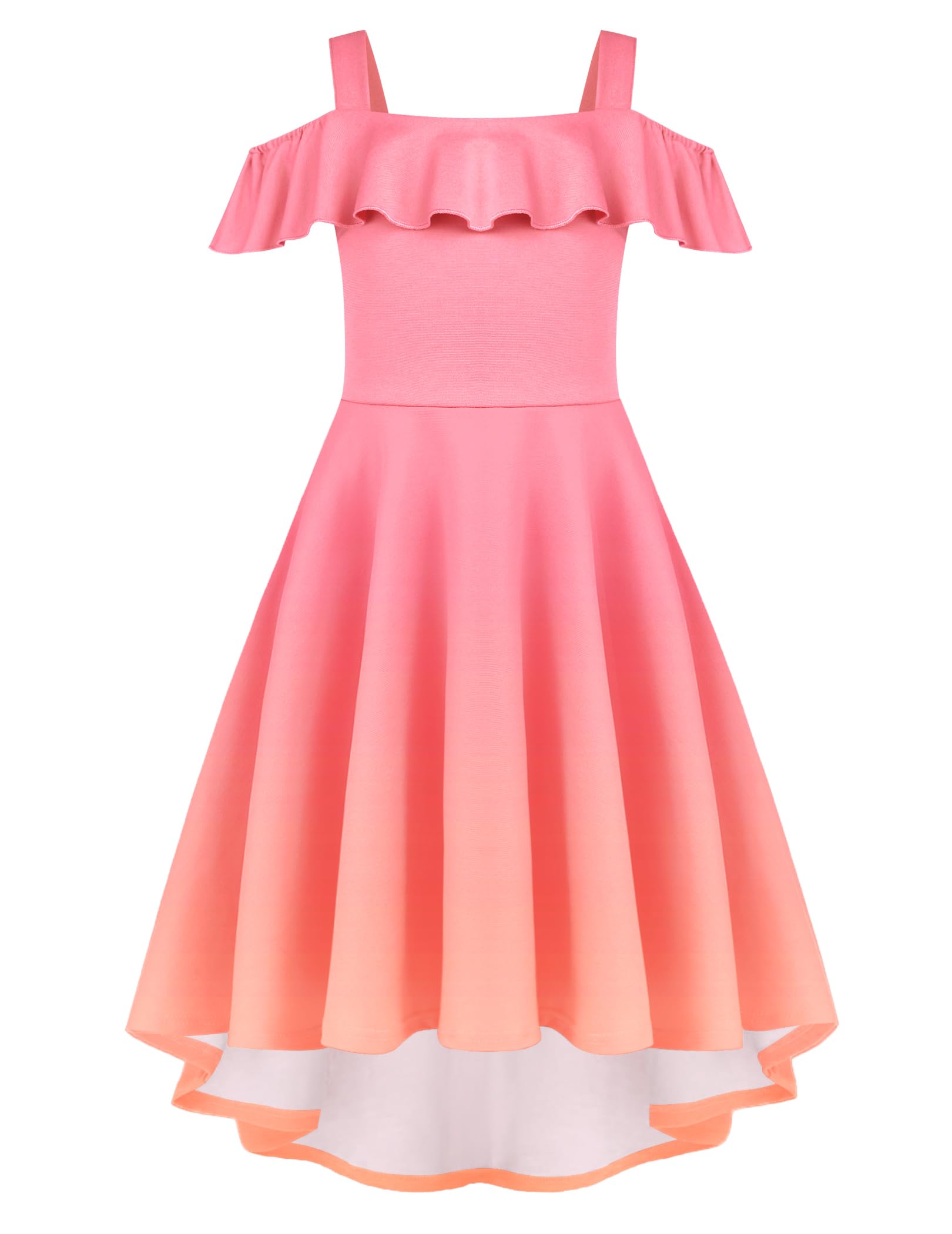 Arshiner Girls Summer Dress Off Shoulder Flutter Sleeve Midi Swing Cassual Formal Dresses with Pocket