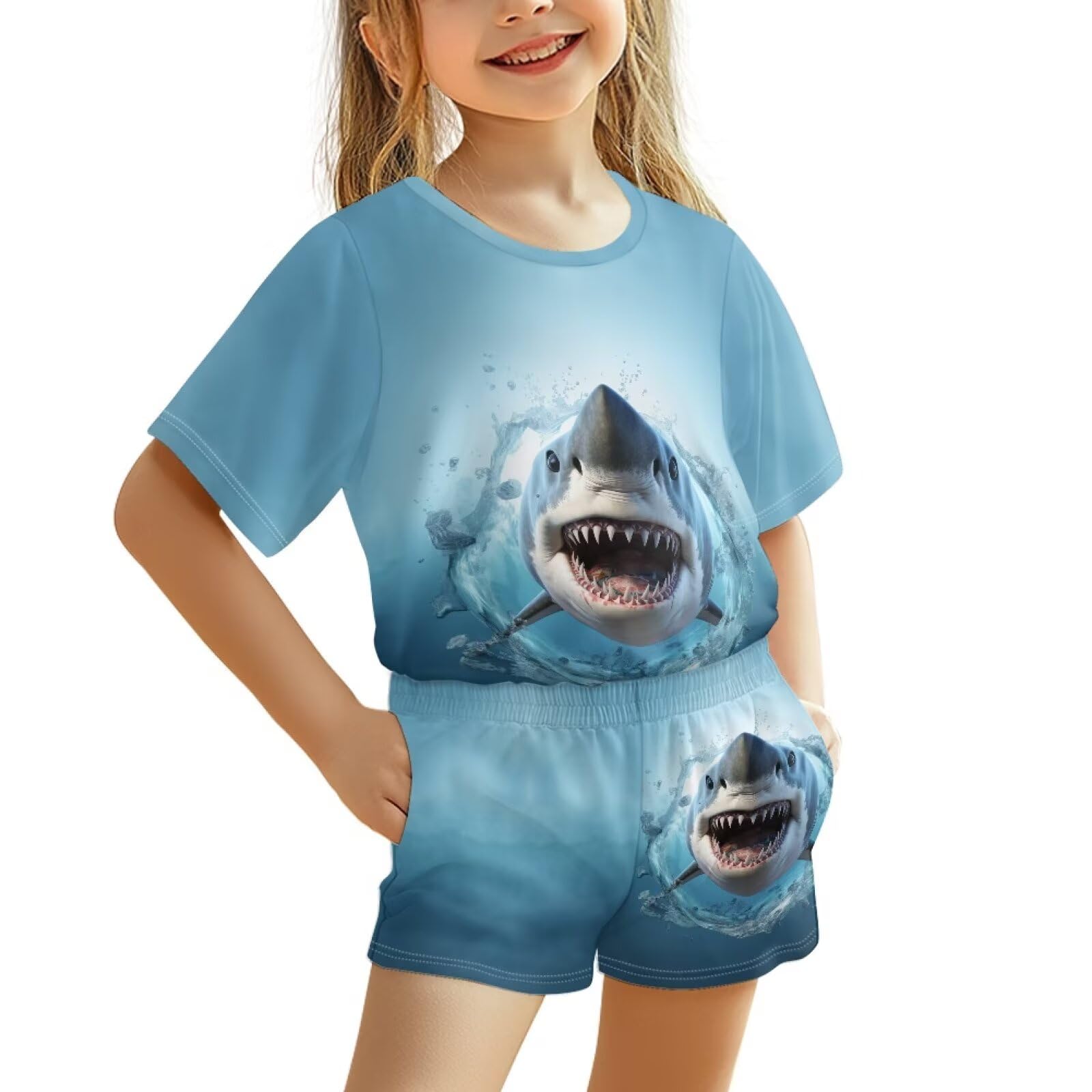 Upetstory Kids Summer Outfit for Girls Boys T-Shirt and Shorts Set Size 3-16