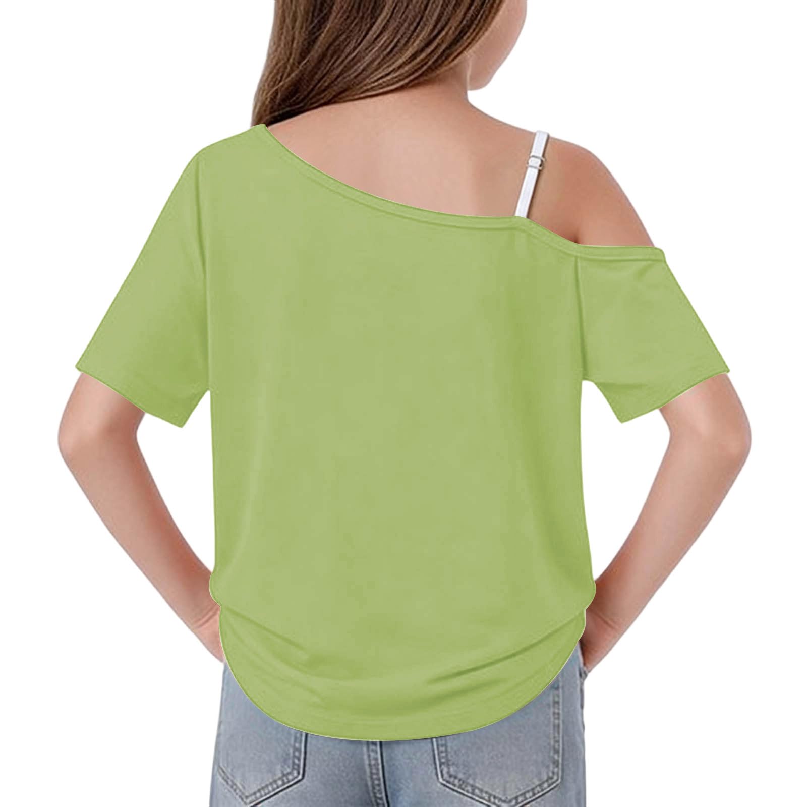 UHBYGV Girls Off The Shoulder Tops Casual Short Sleeve Loose Summer T Shirt Tops Trendy Cold Shoulder Blouses Cute Plain Tee