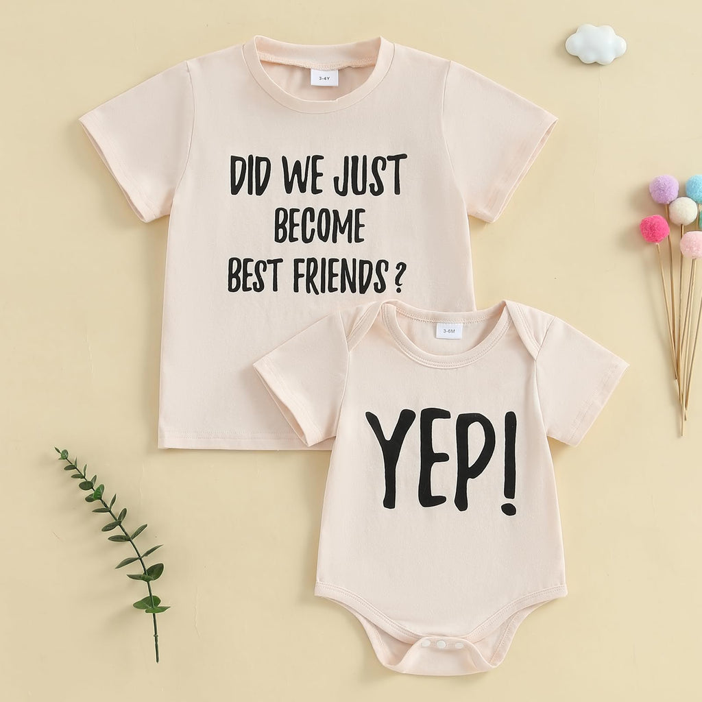CREAIRY Did We Just Become Best Friends Big Brother Sister Little Brother Sister Matching Outfits Baby Boy Girl Shirt Romper
