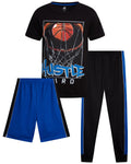 Pro Athlete Boys Pants Set - 3 Piece Active Short Sleeve Graphic Tees Athletic Shorts and Jogger Sweatpants for Boys