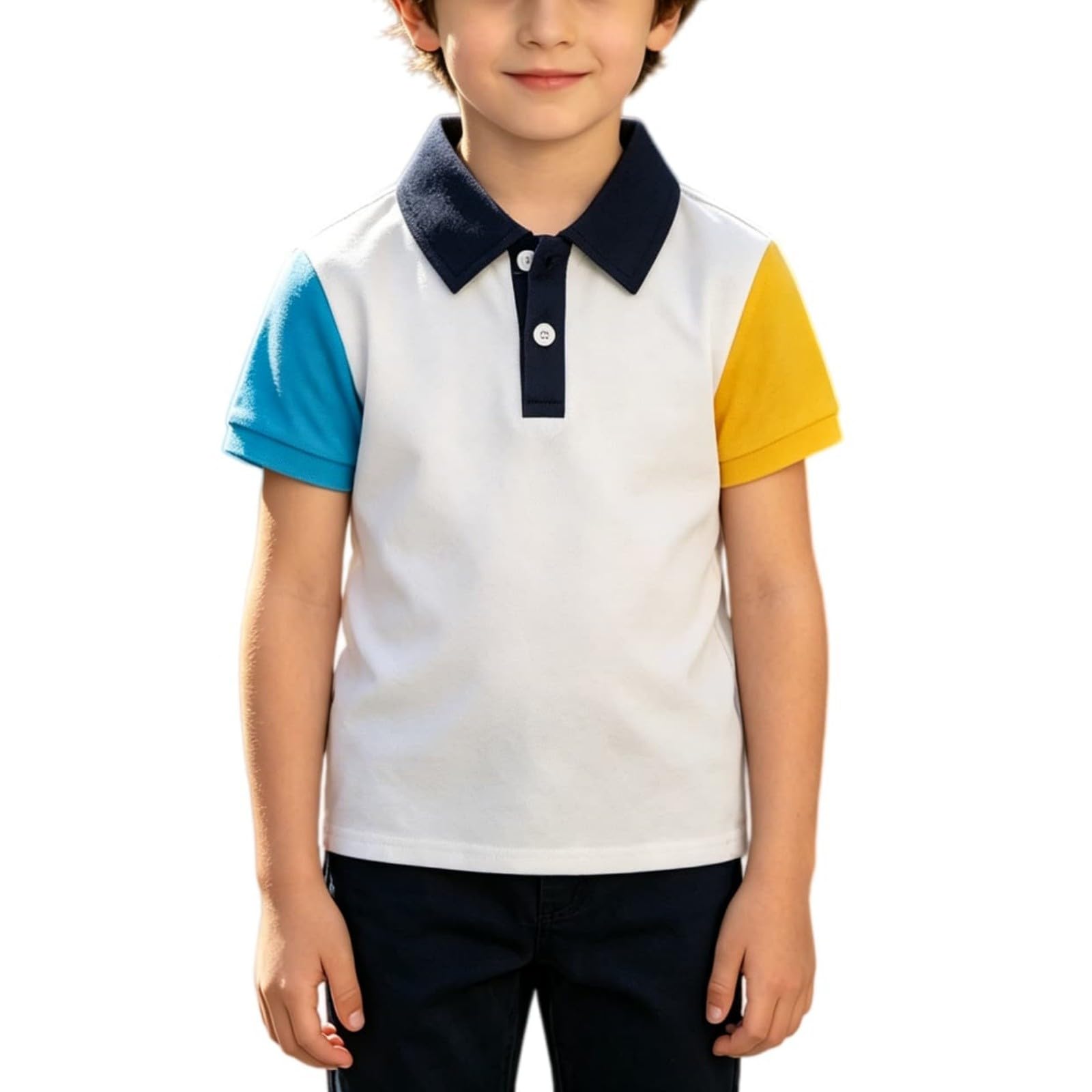 Back to School Polo Shirts for Boys Collared Short Sleeve Button Down Cotton Uniform Tops Daily Casual Outdoor Wear Clothes