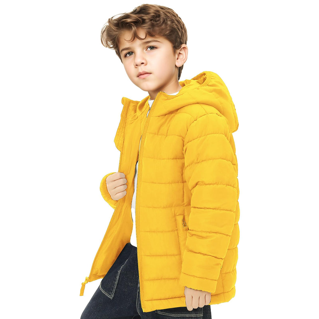 Beautiful Giant Unisex Kids Puffer Jacket, Water-Resistant Hooded Winter Coat for School Play, Sizes 2T-18