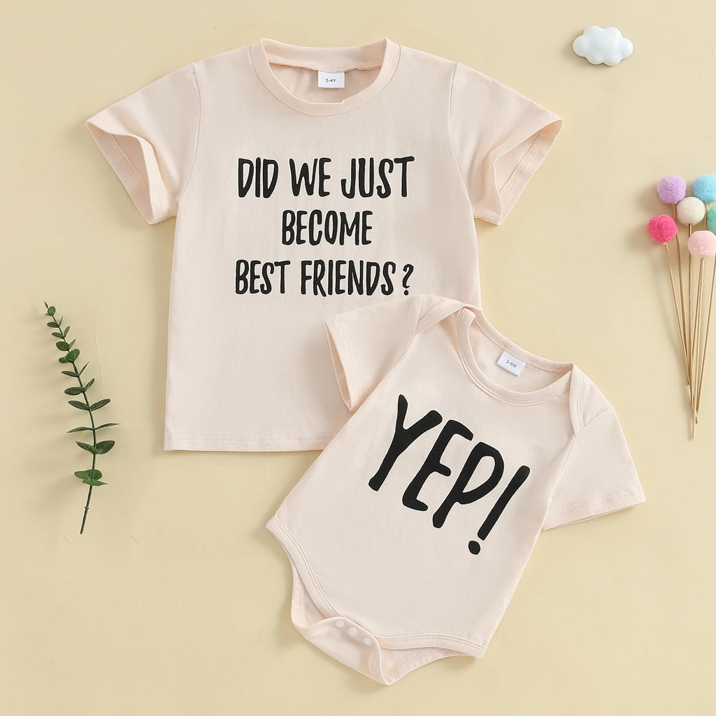 CREAIRY Did We Just Become Best Friends Big Brother Sister Little Brother Sister Matching Outfits Baby Boy Girl Shirt Romper