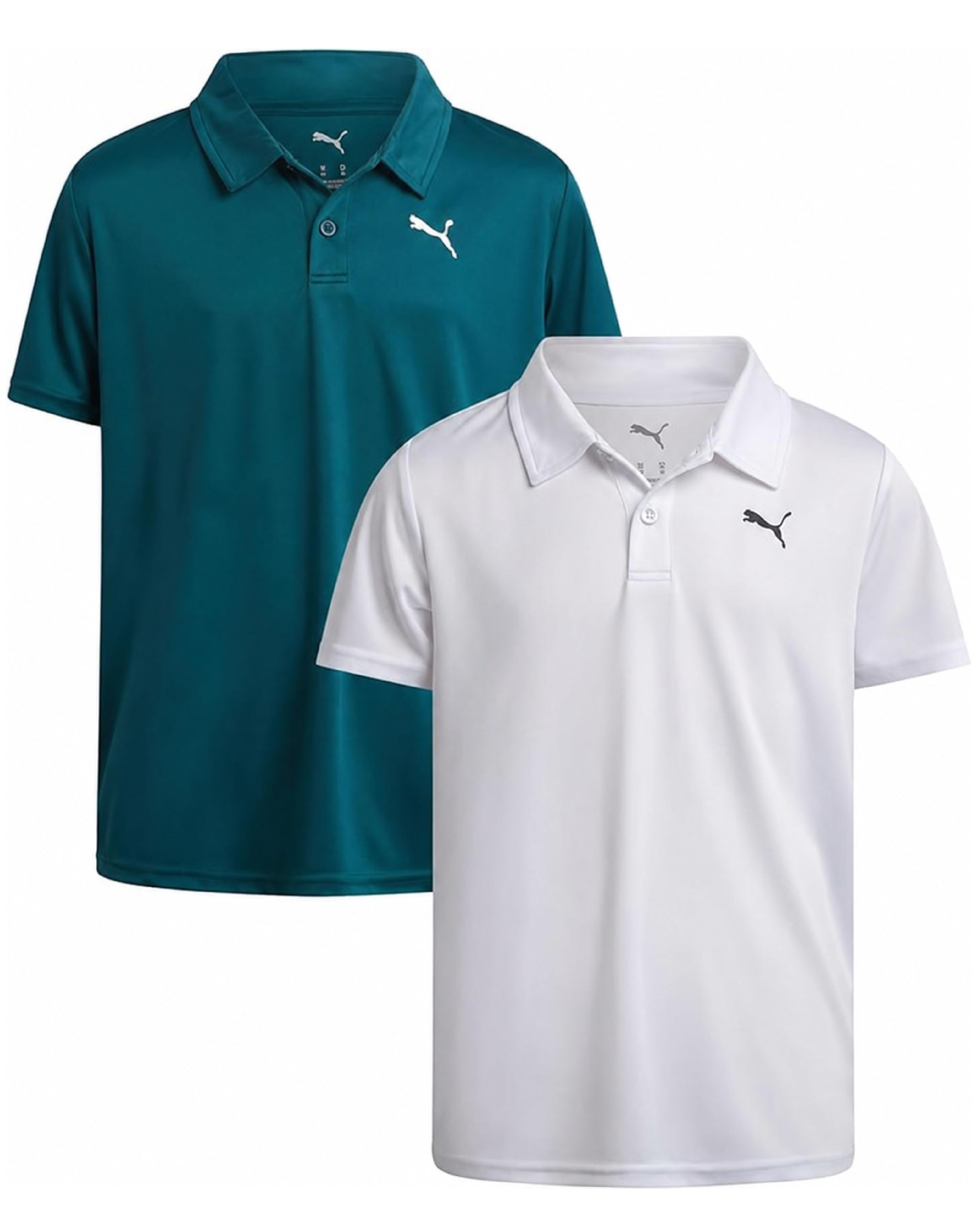 PUMA Boys Polo Shirt - 2 Pack Athletic Performance Short Sleeve Boys Golf Shirts - Cool Casual Collared Shirts
