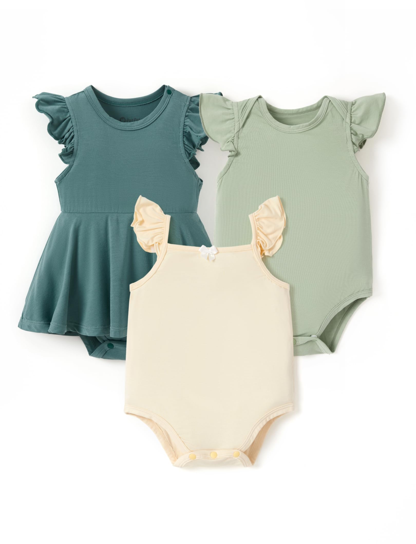 PATPAT Baby Girl Bodysuits 3-Pack - Soft Bamboo Viscose Summer Outfits for Newborn Infant and Toddler