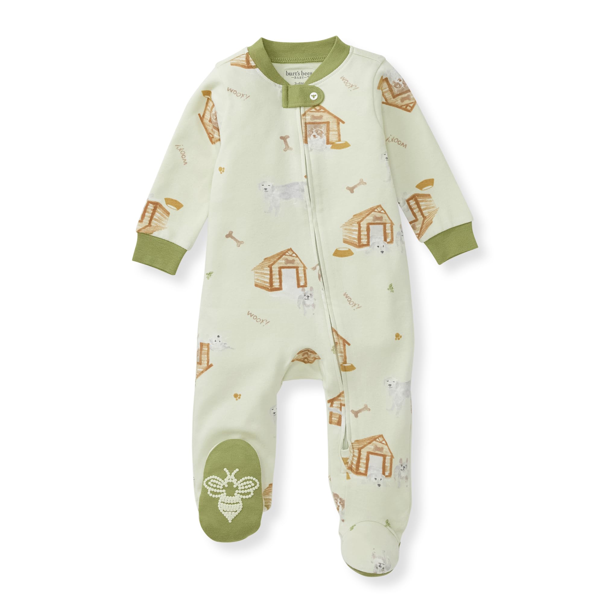 Burt's Bees Baby Boys Sleep and Play Pajamas, 100% Organic Cotton, One-piece PJs, Diagonal Zip Up Loose Fit Footie