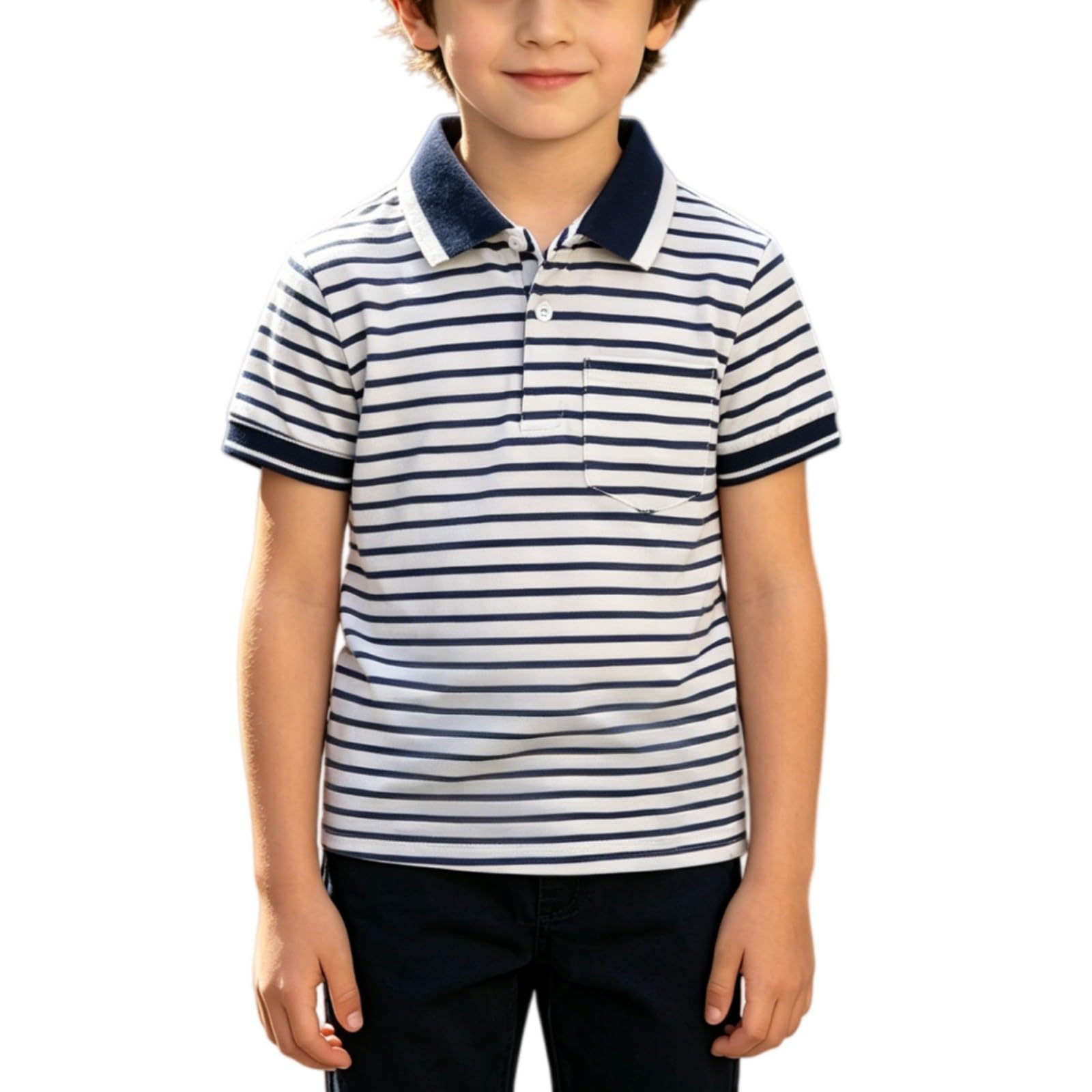 Back to School Polo Shirts for Boys Collared Short Sleeve Button Down Cotton Uniform Tops Daily Casual Outdoor Wear Clothes