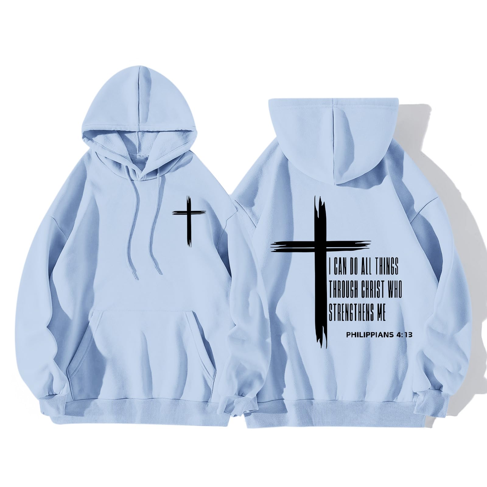 KEEVICI Christian Graphic Hoodies For Teen Boys Jesus Hoodie Faith God Sweatshirt Bible Verse Pullover Religious Tops