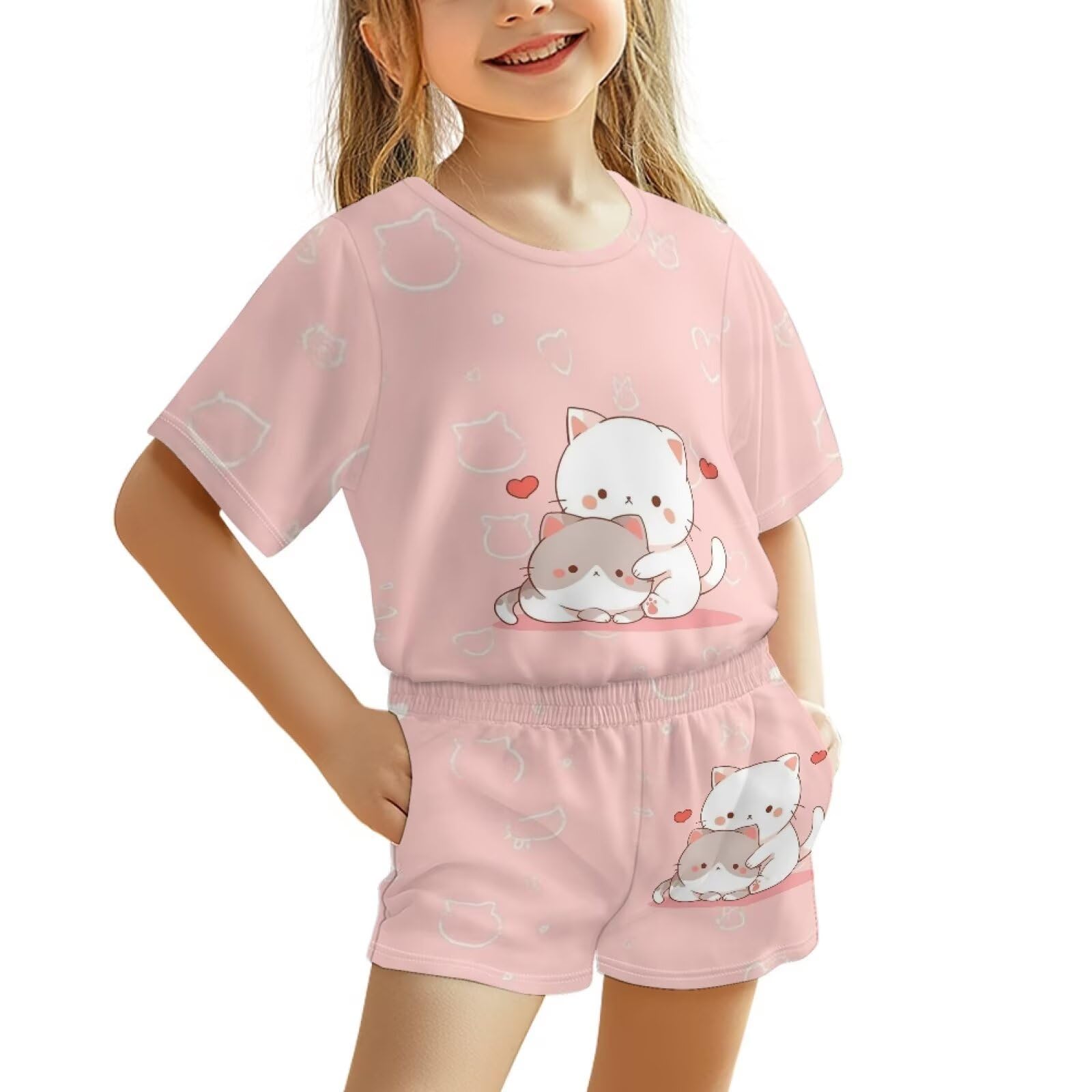 Upetstory Kids Summer Outfit for Girls Boys T-Shirt and Shorts Set Size 3-16