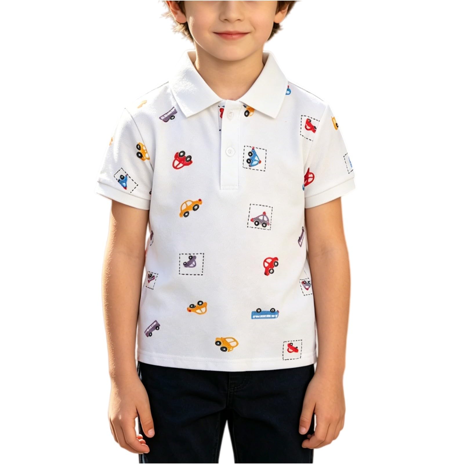 Back to School Polo Shirts for Boys Collared Short Sleeve Button Down Cotton Uniform Tops Daily Casual Outdoor Wear Clothes