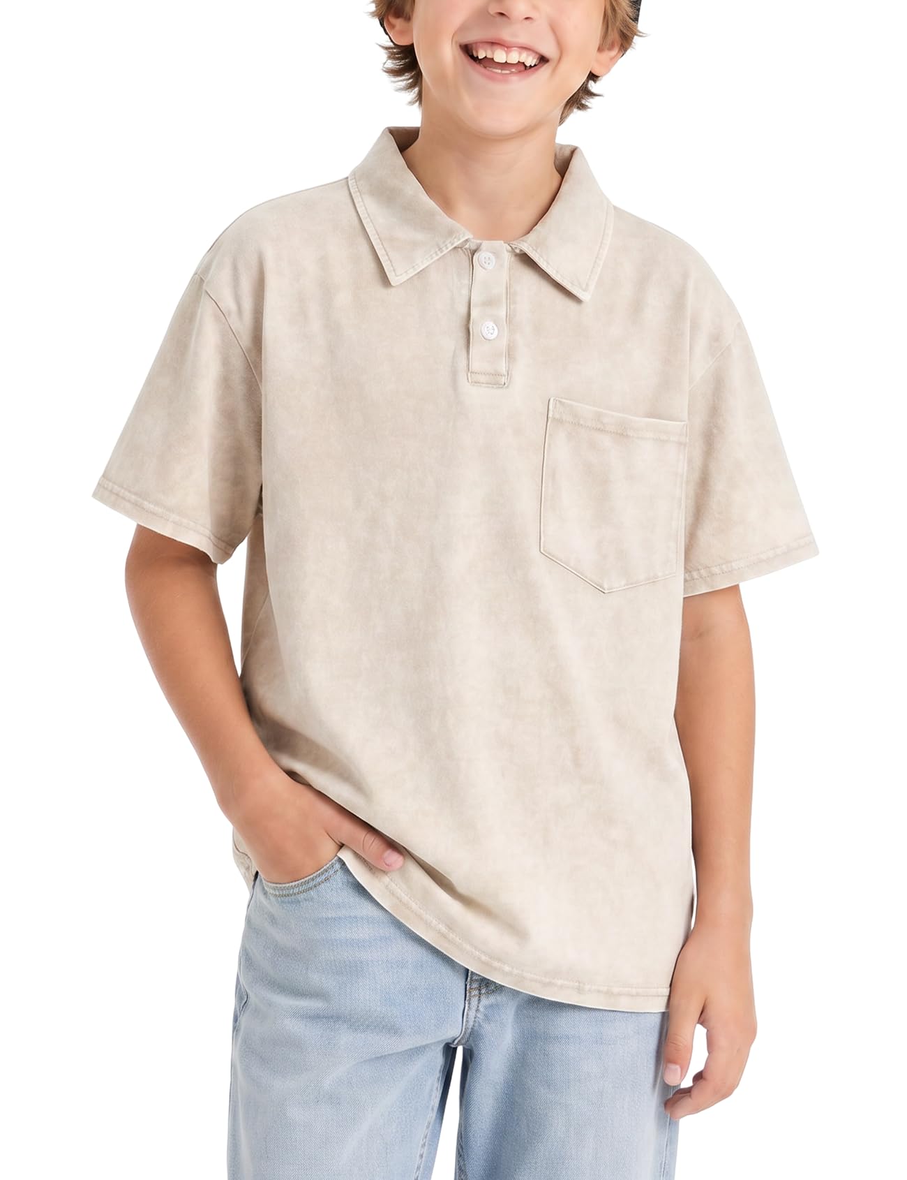 Arssm Boys Polo Shirts Kids Oversized T Shirts Cotton Acid Washed Tshirts Vintage Summer Basic Tees