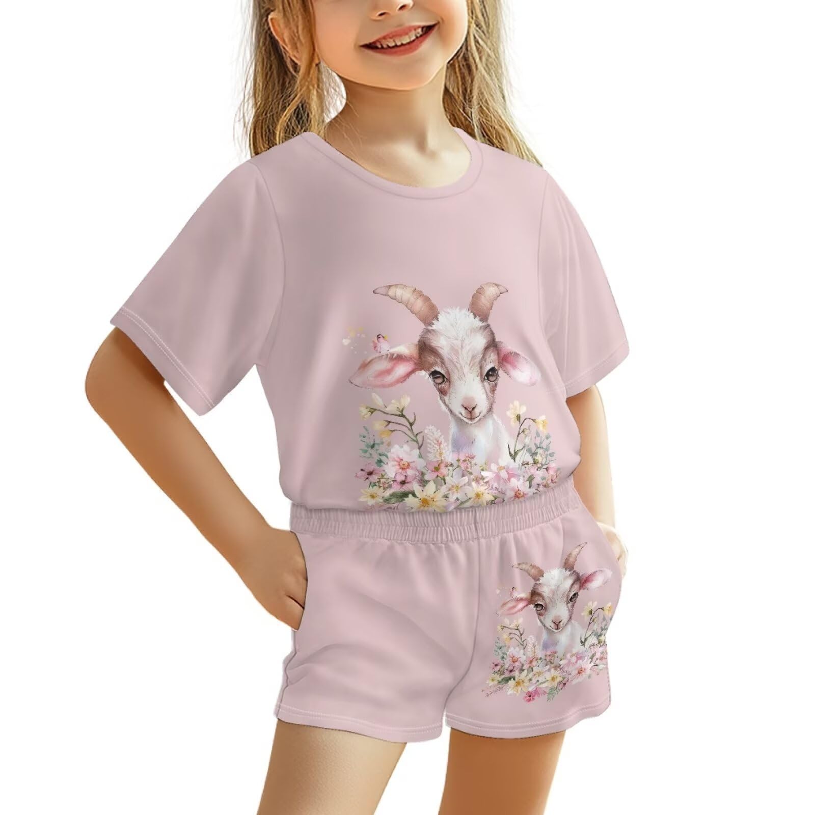 Upetstory Kids Summer Outfit for Girls Boys T-Shirt and Shorts Set Size 3-16