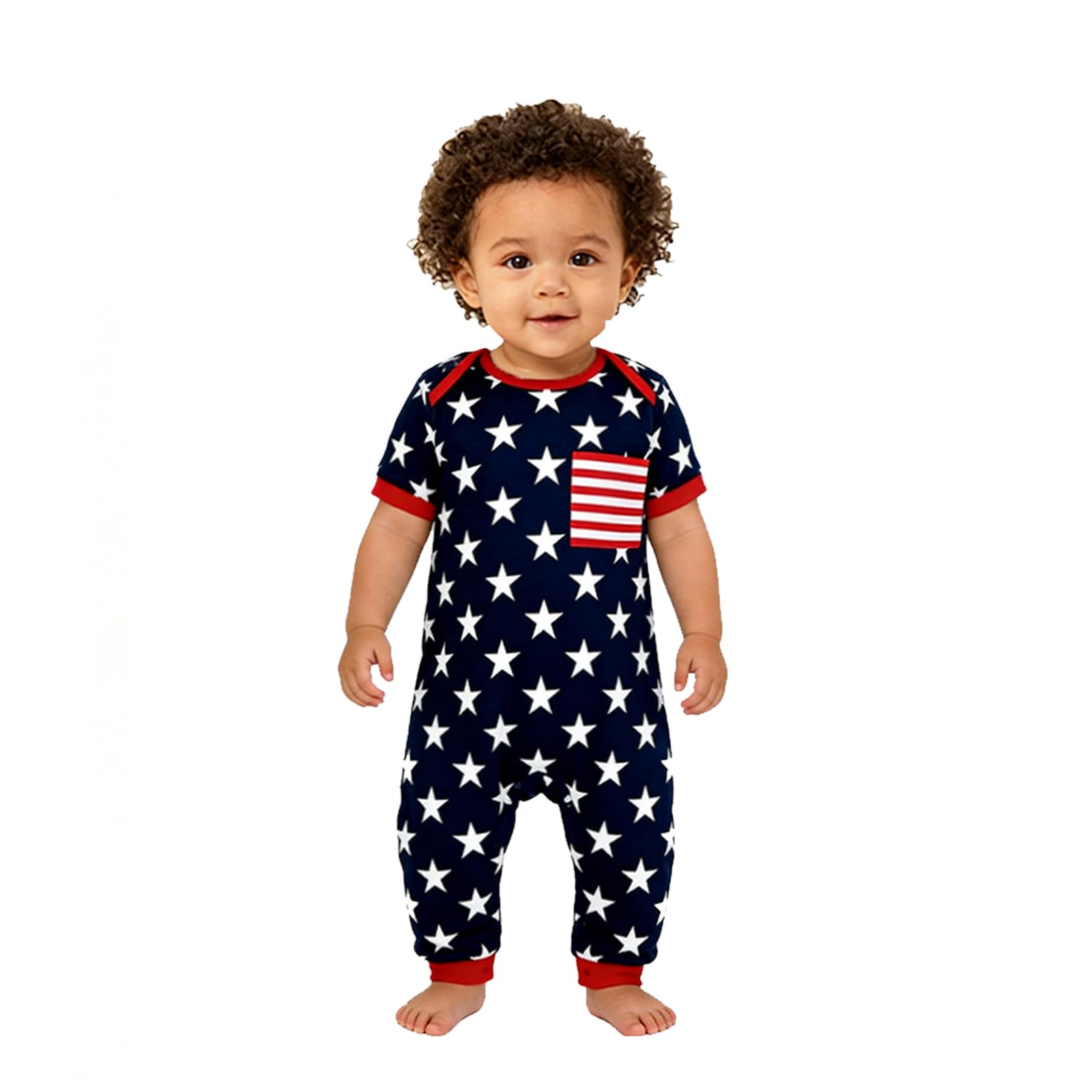 Family Matching 4th of July Pajamas Set - American Flag Stars Stripes Short Sleeve Summer Sleepwear Loungewear