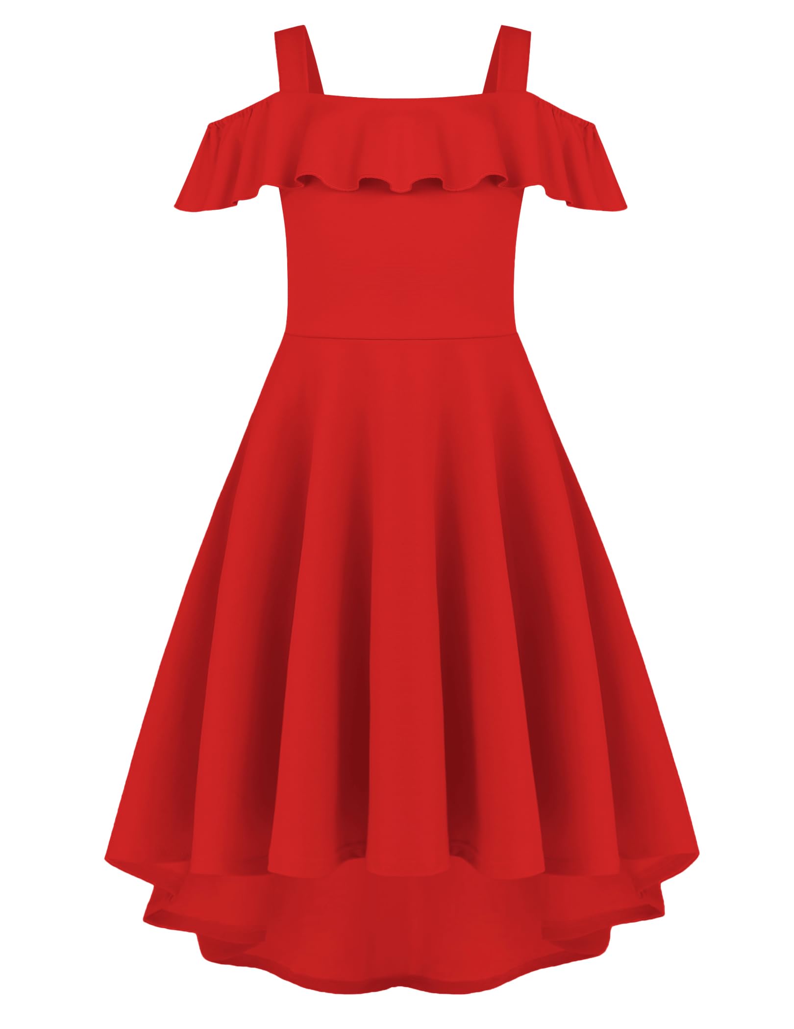 Arshiner Girls Summer Dress Off Shoulder Flutter Sleeve Midi Swing Cassual Formal Dresses with Pocket
