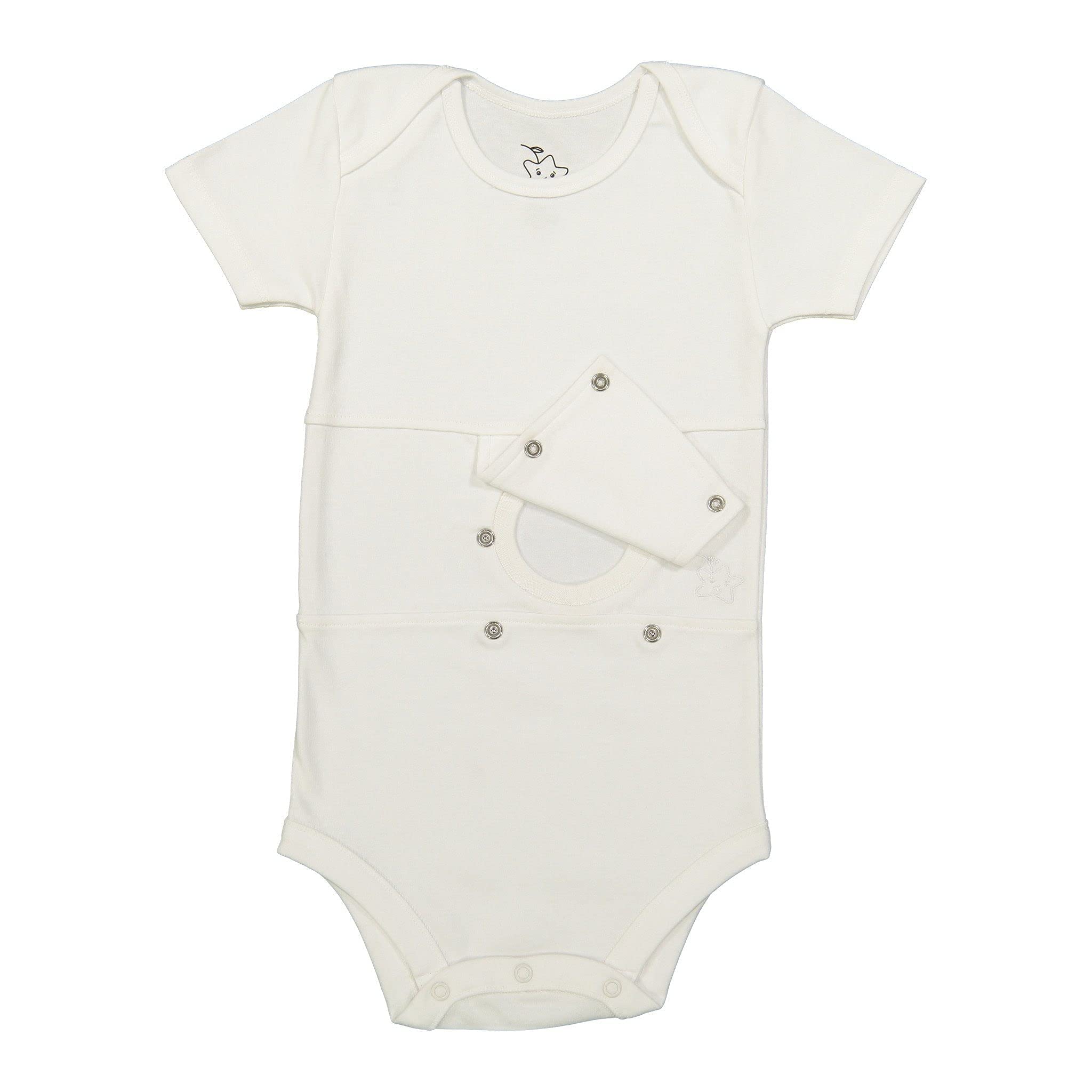 Starberrykids Unisex Adaptive Feeding G-Tube Baby Onesies, 100% Cotton, Round Neck Style, Short Sleeve- 17 Colors & 10 Sizes