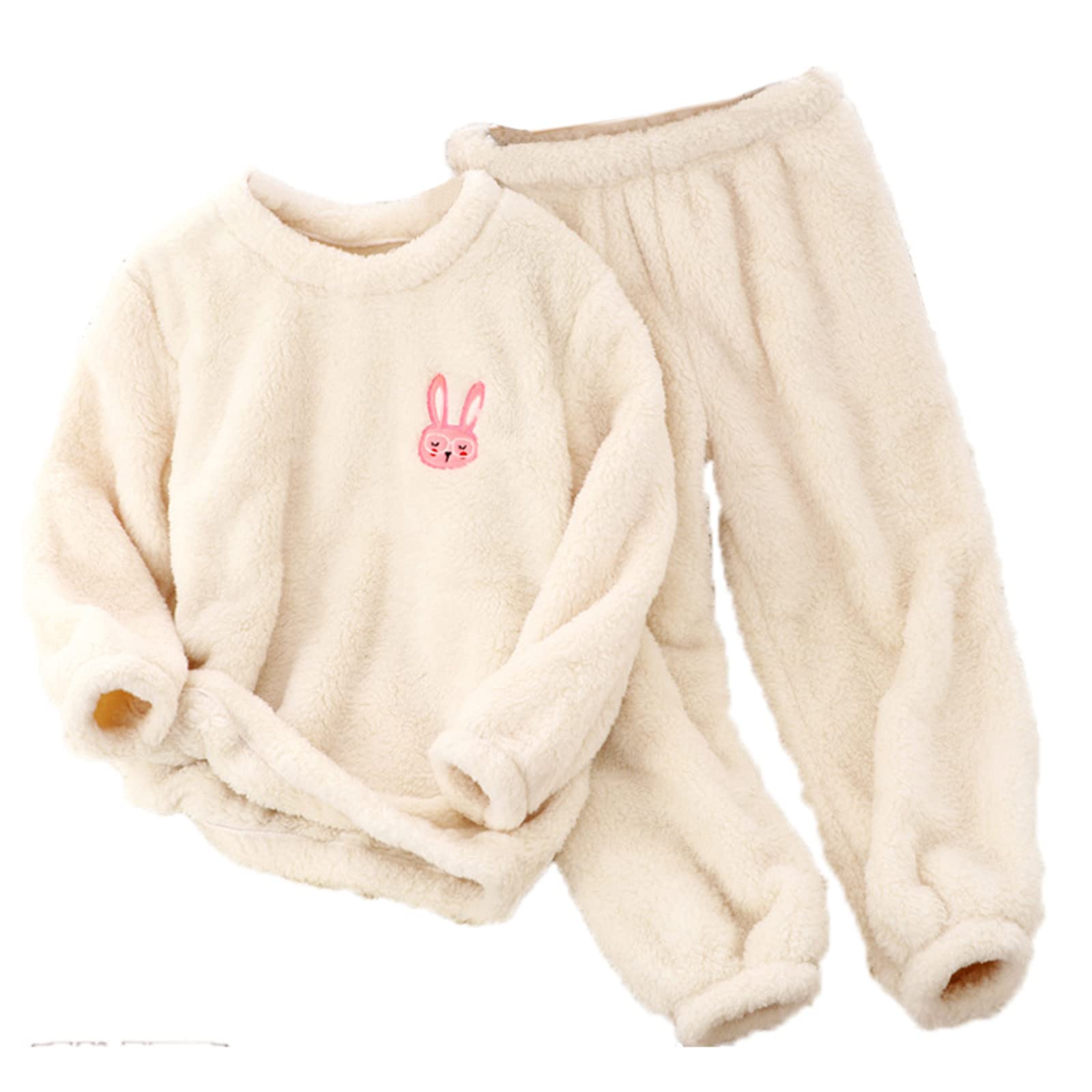 Kids Toddler Pajamas Boys Girls Fleece Pajama Set Winter Warm Sleepwear Pjs Set Plush Tops+Pants Outfits Loungewear