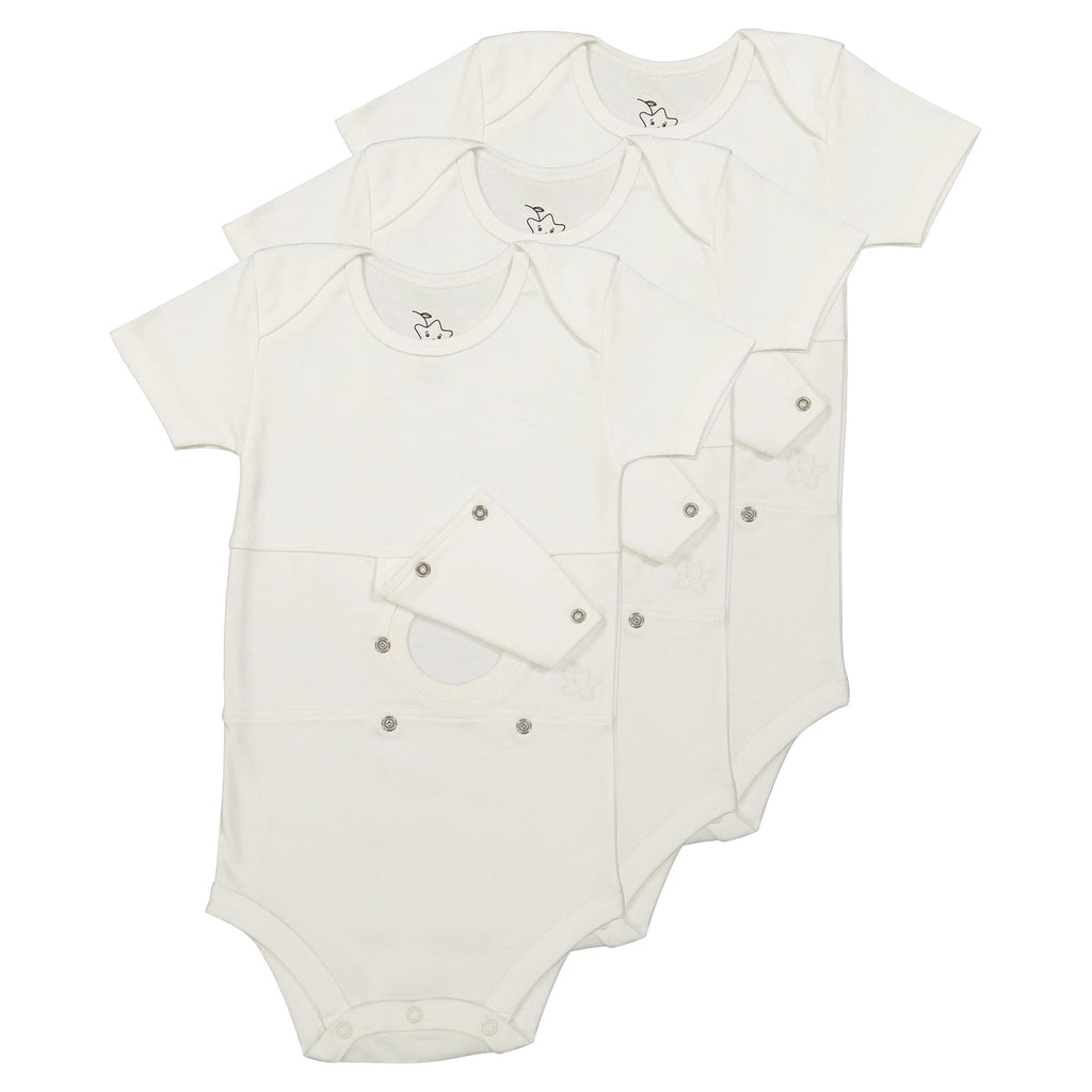 Starberrykids Unisex Adaptive Feeding G-Tube Baby Onesies, 100% Cotton, Round Neck Style, Short Sleeve- 17 Colors & 10 Sizes