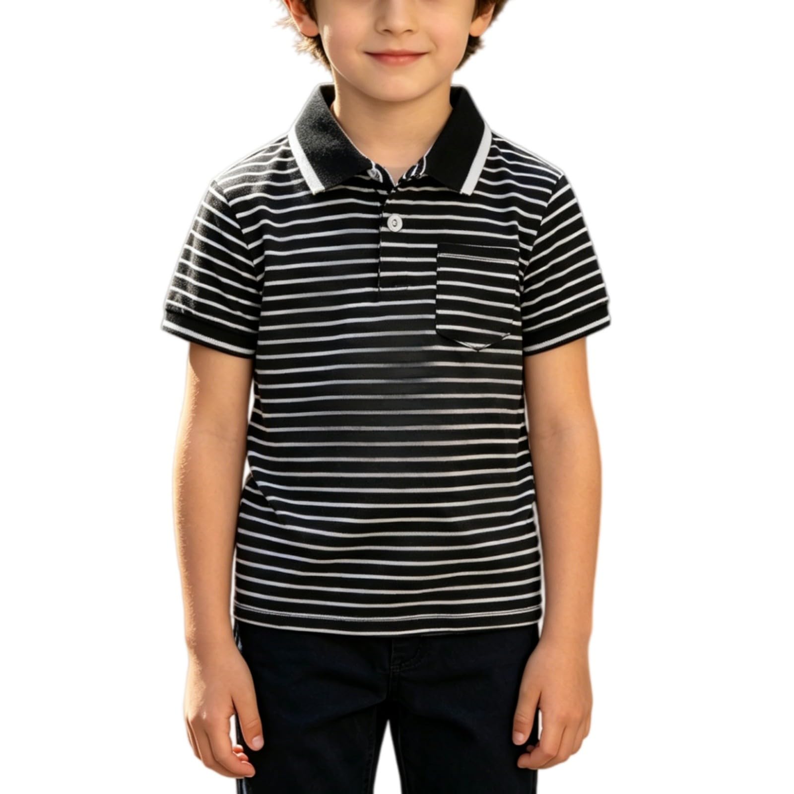 Back to School Polo Shirts for Boys Collared Short Sleeve Button Down Cotton Uniform Tops Daily Casual Outdoor Wear Clothes