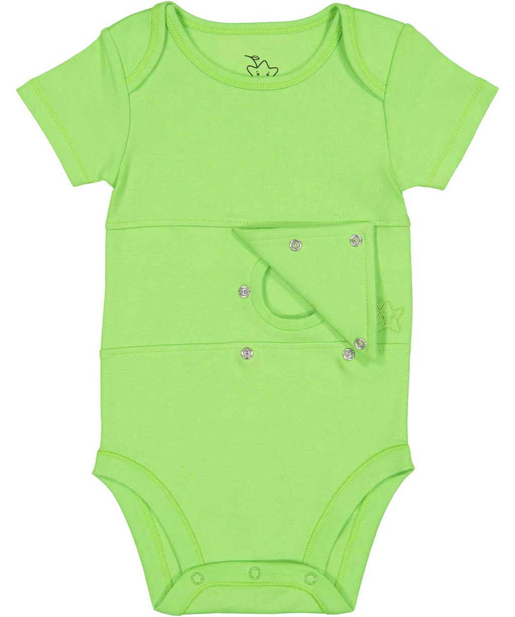 Starberrykids Unisex Adaptive Feeding G-Tube Baby Onesies, 100% Cotton, Round Neck Style, Short Sleeve- 17 Colors & 10 Sizes