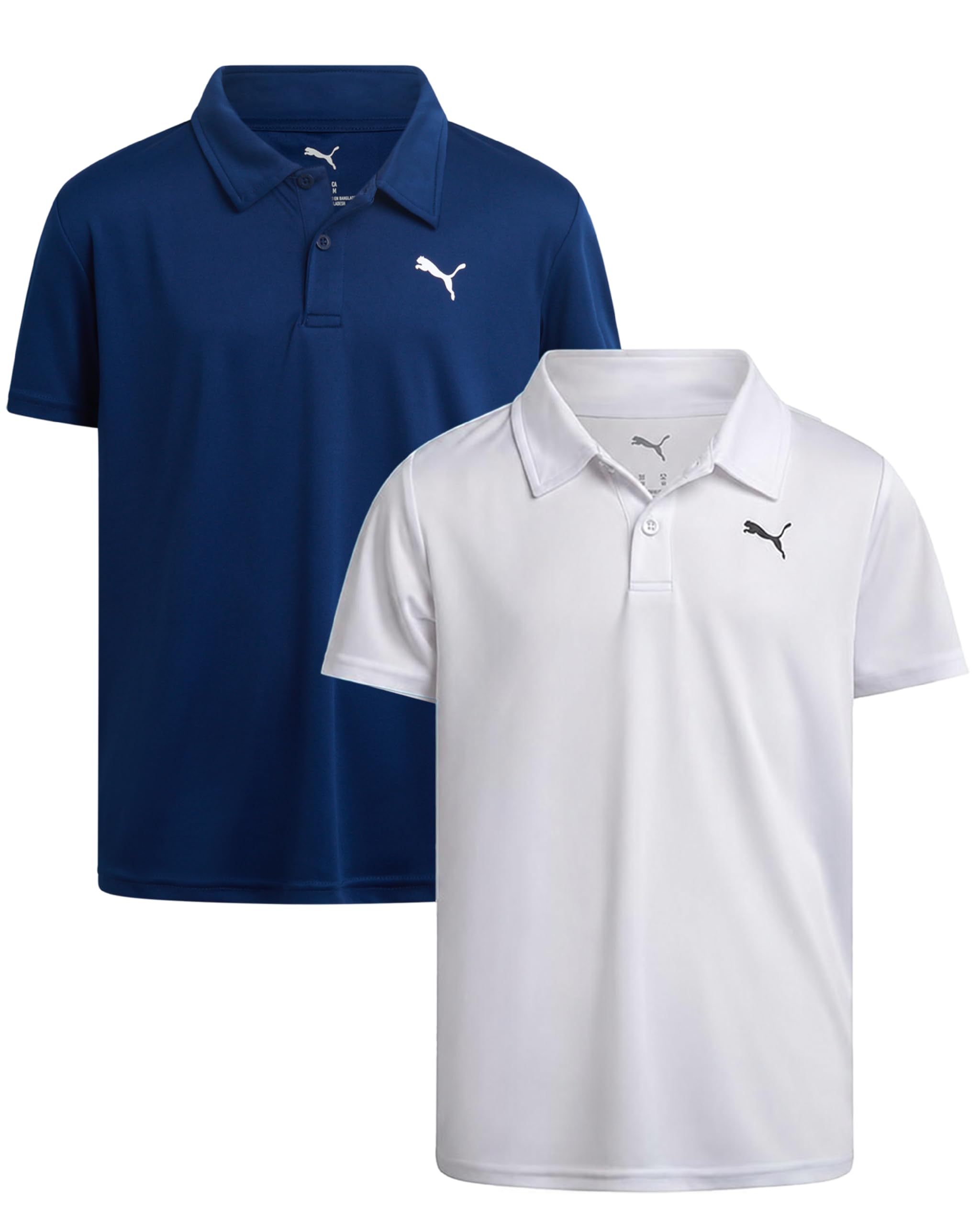 PUMA Boys Polo Shirt - 2 Pack Athletic Performance Short Sleeve Boys Golf Shirts - Cool Casual Collared Shirts