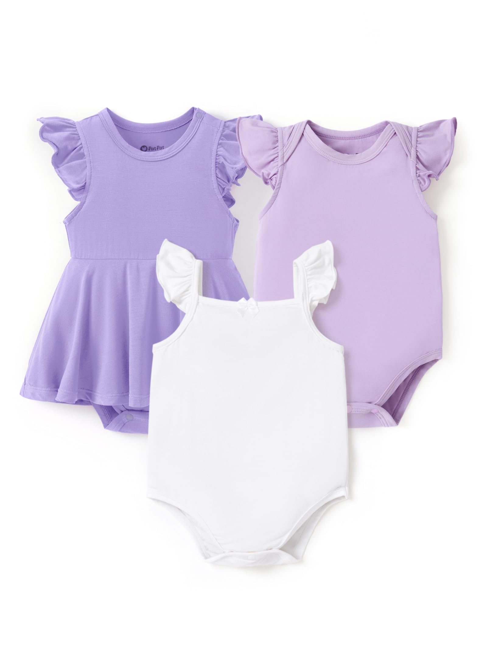 PATPAT Baby Girl Bodysuits 3-Pack - Soft Bamboo Viscose Summer Outfits for Newborn Infant and Toddler