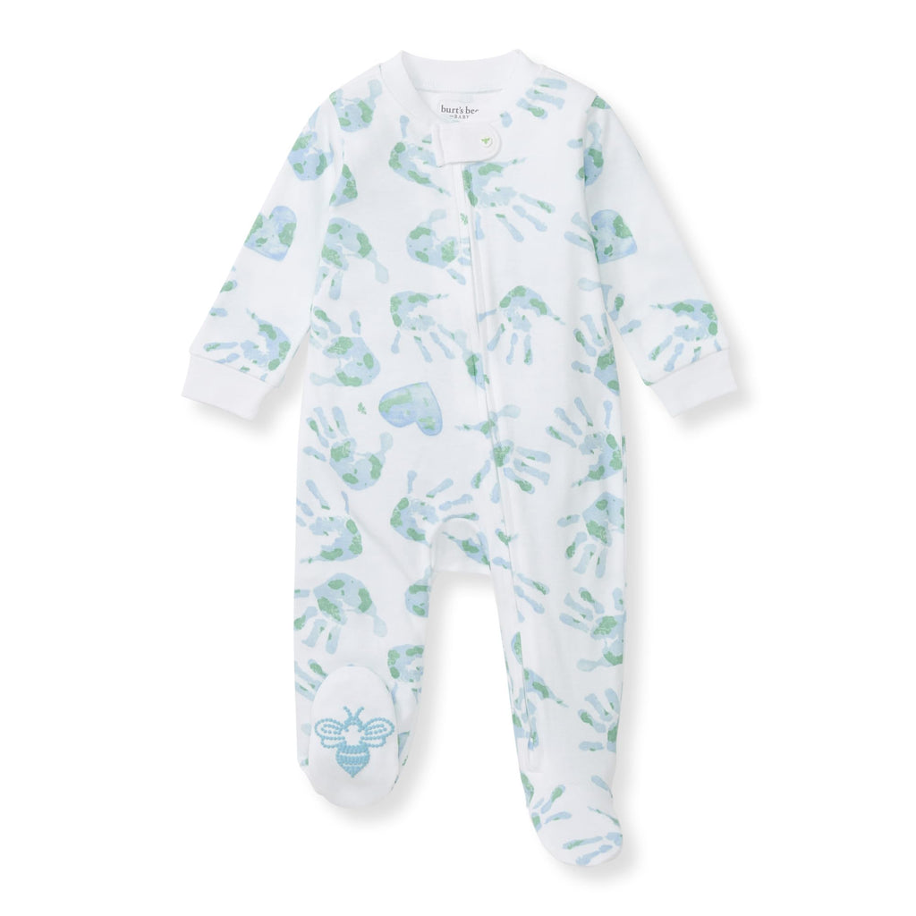 Burt's Bees Baby Boys Sleep and Play Pajamas, 100% Organic Cotton, One-piece PJs, Diagonal Zip Up Loose Fit Footie