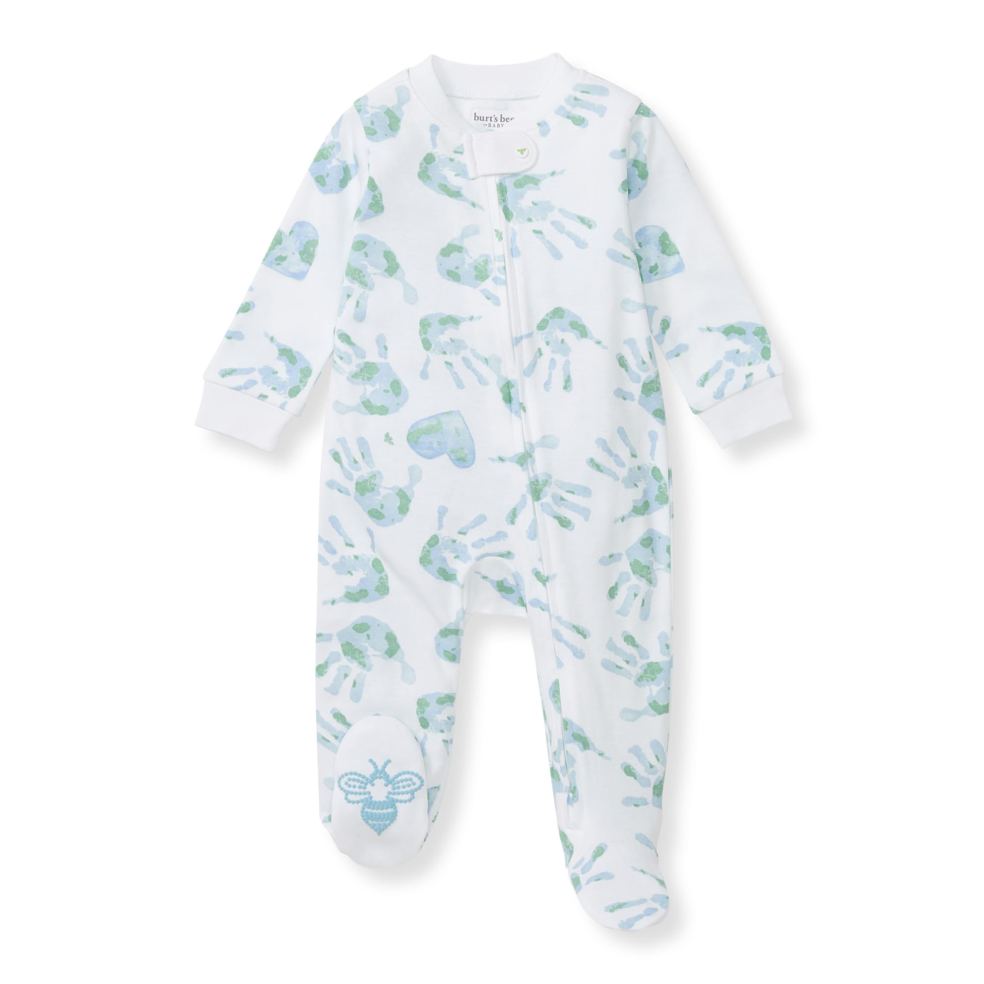 Burt's Bees Baby Boys Sleep and Play Pajamas, 100% Organic Cotton, One-piece PJs, Diagonal Zip Up Loose Fit Footie