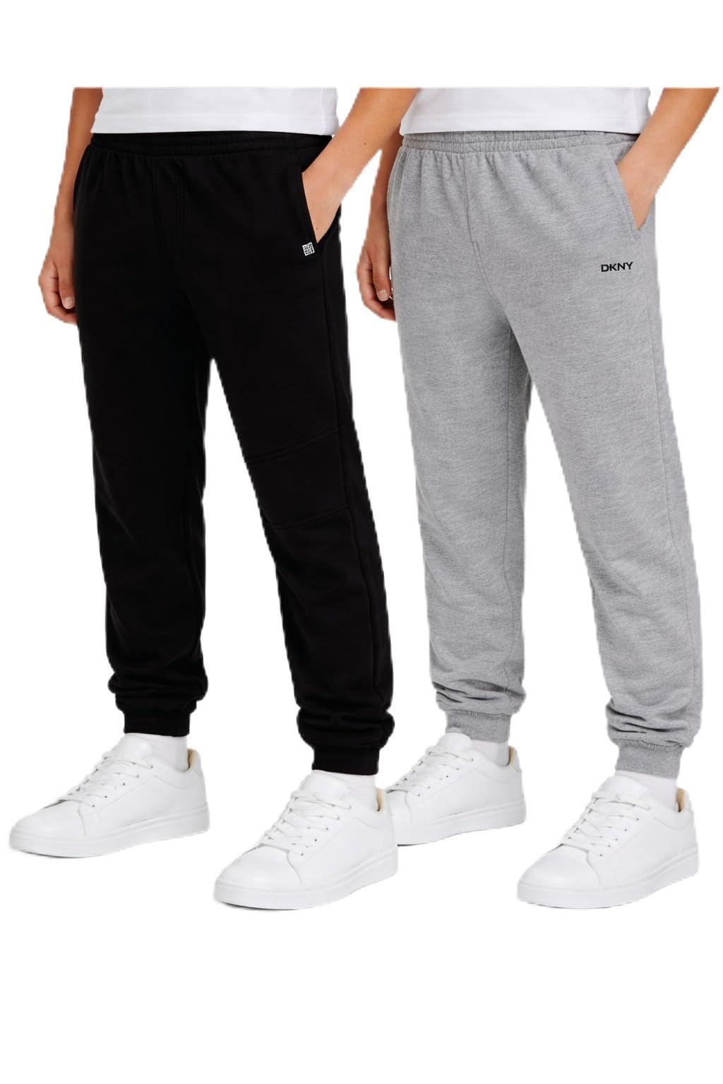 DKNY Boys Sweatpants - 2 Pack Active Performance Soft Fleece Boys Joggers Athletic Pants with Elastic Waistband and Pockets
