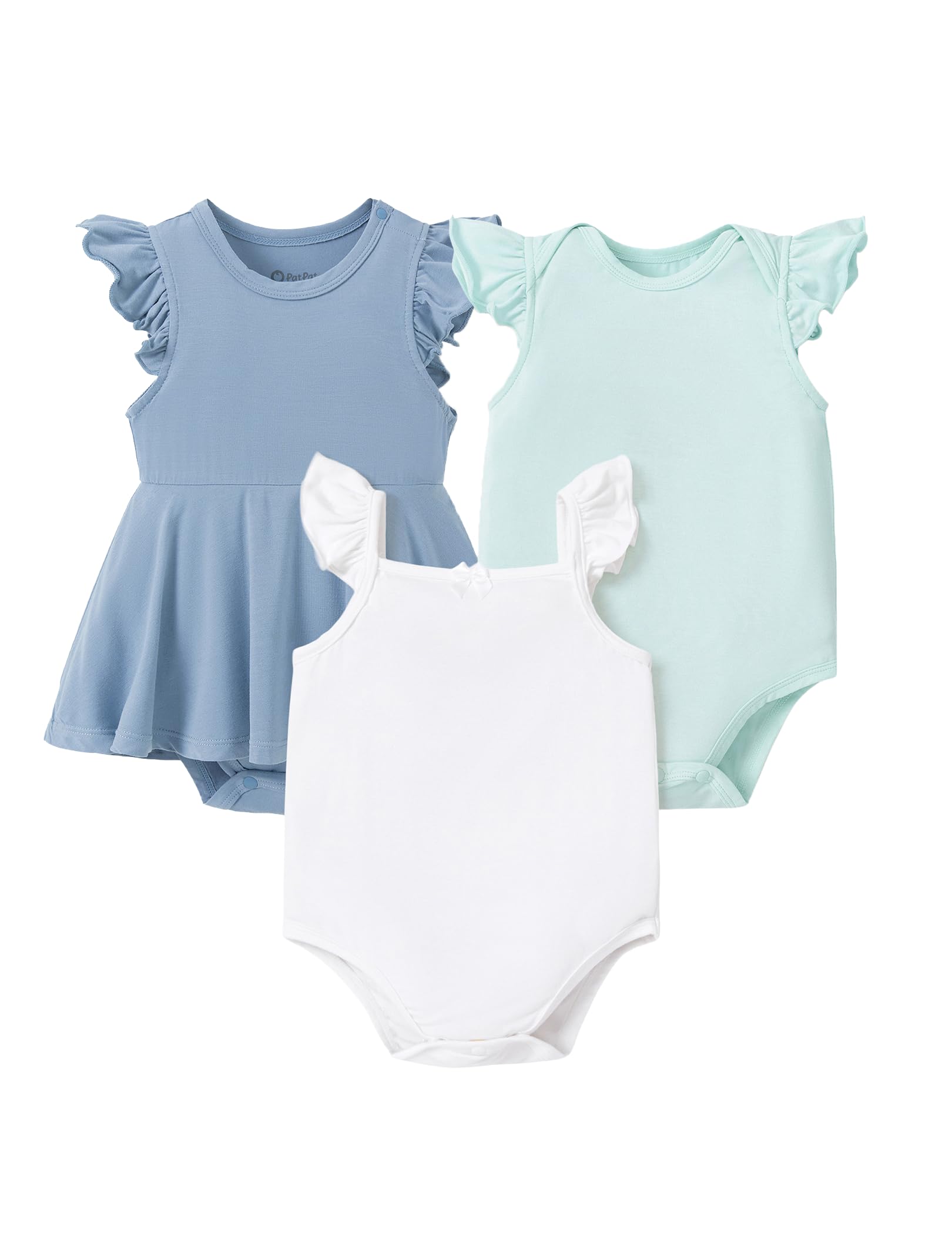 PATPAT Baby Girl Bodysuits 3-Pack - Soft Bamboo Viscose Summer Outfits for Newborn Infant and Toddler