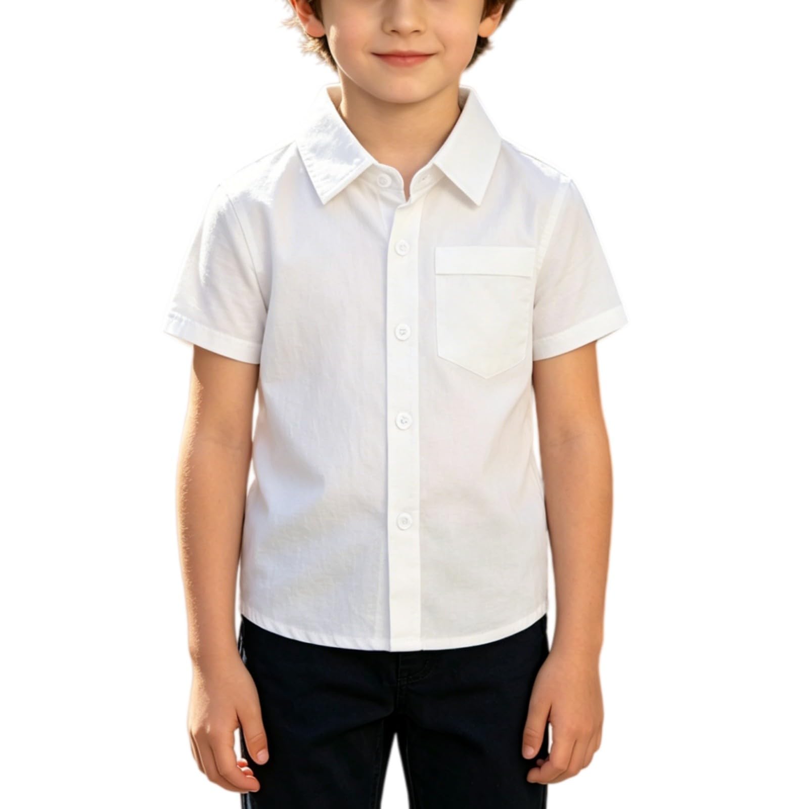 Back to School Polo Shirts for Boys Collared Short Sleeve Button Down Cotton Uniform Tops Daily Casual Outdoor Wear Clothes
